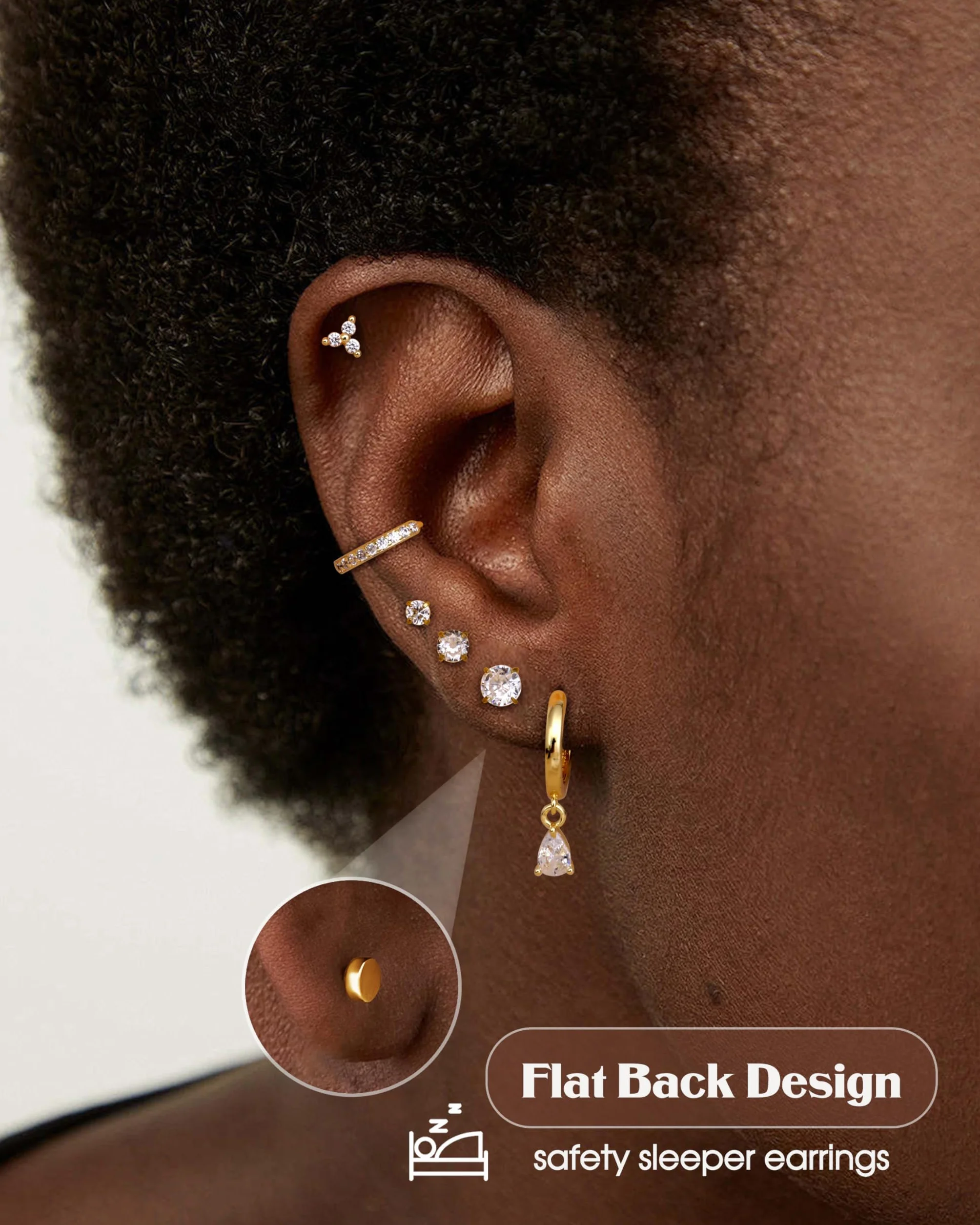 LOLIAS 20 szt. Helix Piercing biżuteria stal chirurgiczna tragus kolczyk płaski tył kolczyki dla kobiet piercing ucha Helix Stud Hoop kolczyki chrząstki kolczyki srebrne złote muszle stokrotka tragus