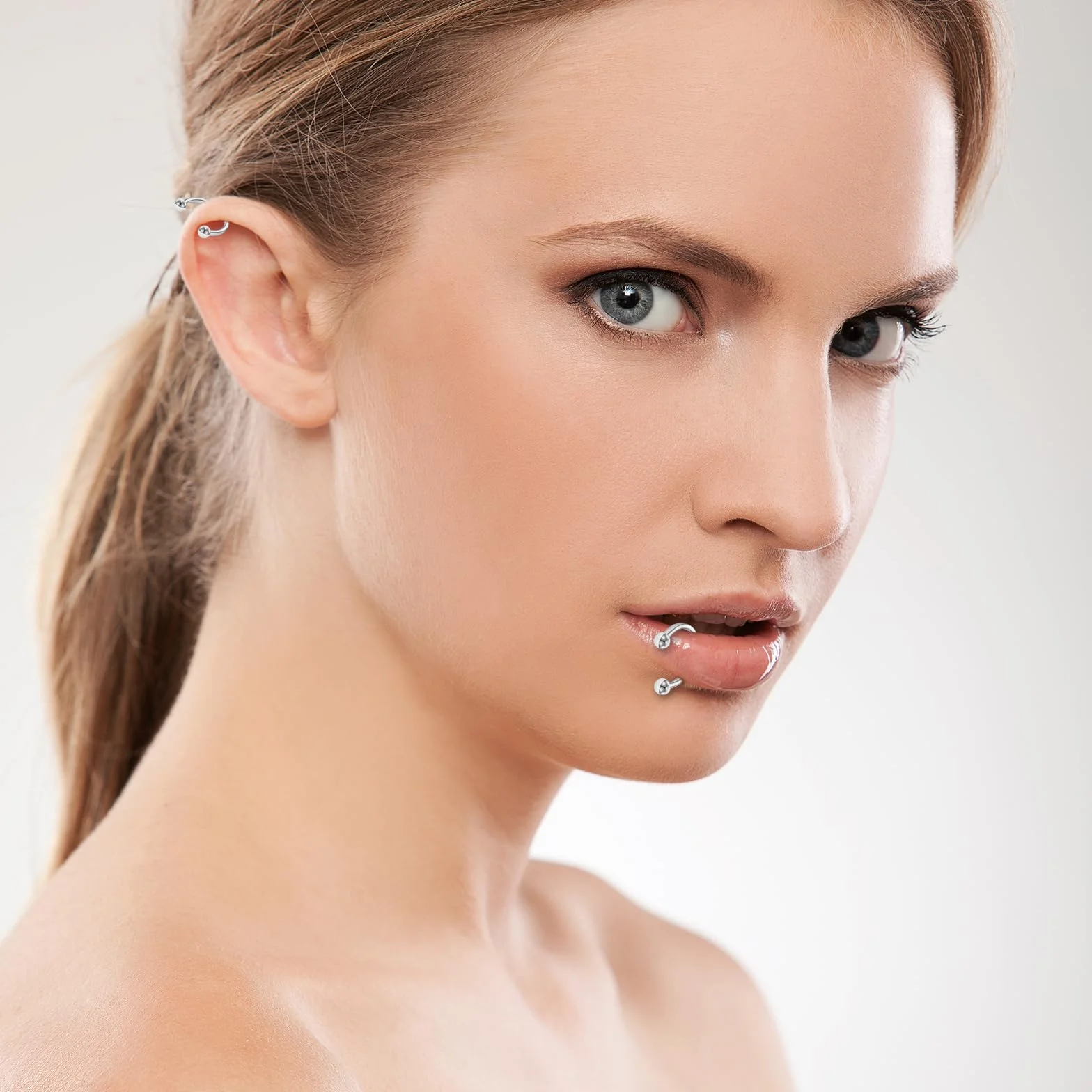 Yolev 8 sztuk kolczyków do piercingu w kształcie podkowy, 16 g, stal chirurgiczna, kolczyk do przegrody nosowej, do nosa, pierścień do przegrody nosowej, złoto, kolczyk do ust, pierścień do warg, dla