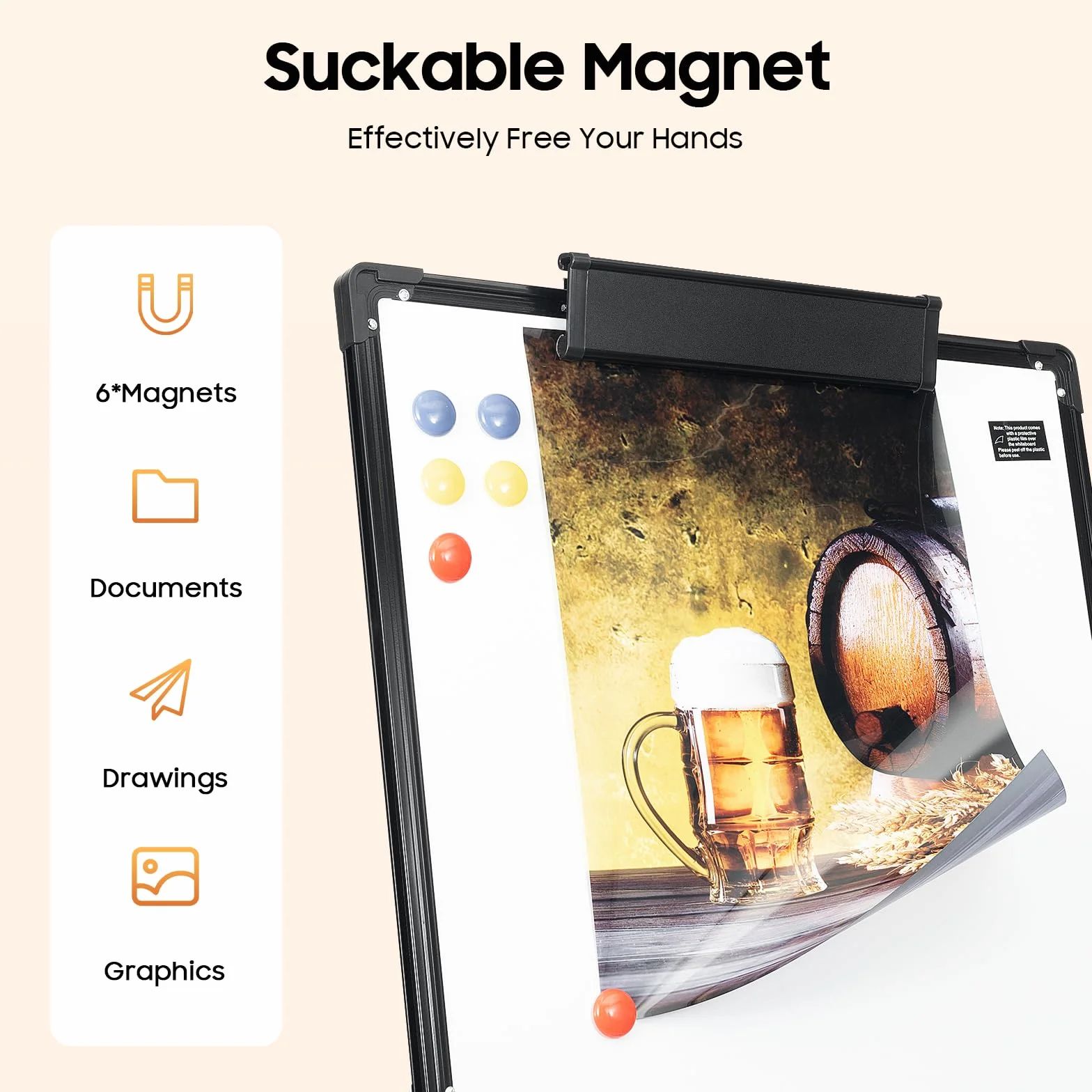 Tablica suchościeralna, flipchart stojak ze statywem, magnetyczna, przenośna, zmywalna na sucho, z regulacją wysokości, tablica magnetyczna z markerami i magnesami, do biura, studentów, 91 x 61 cm