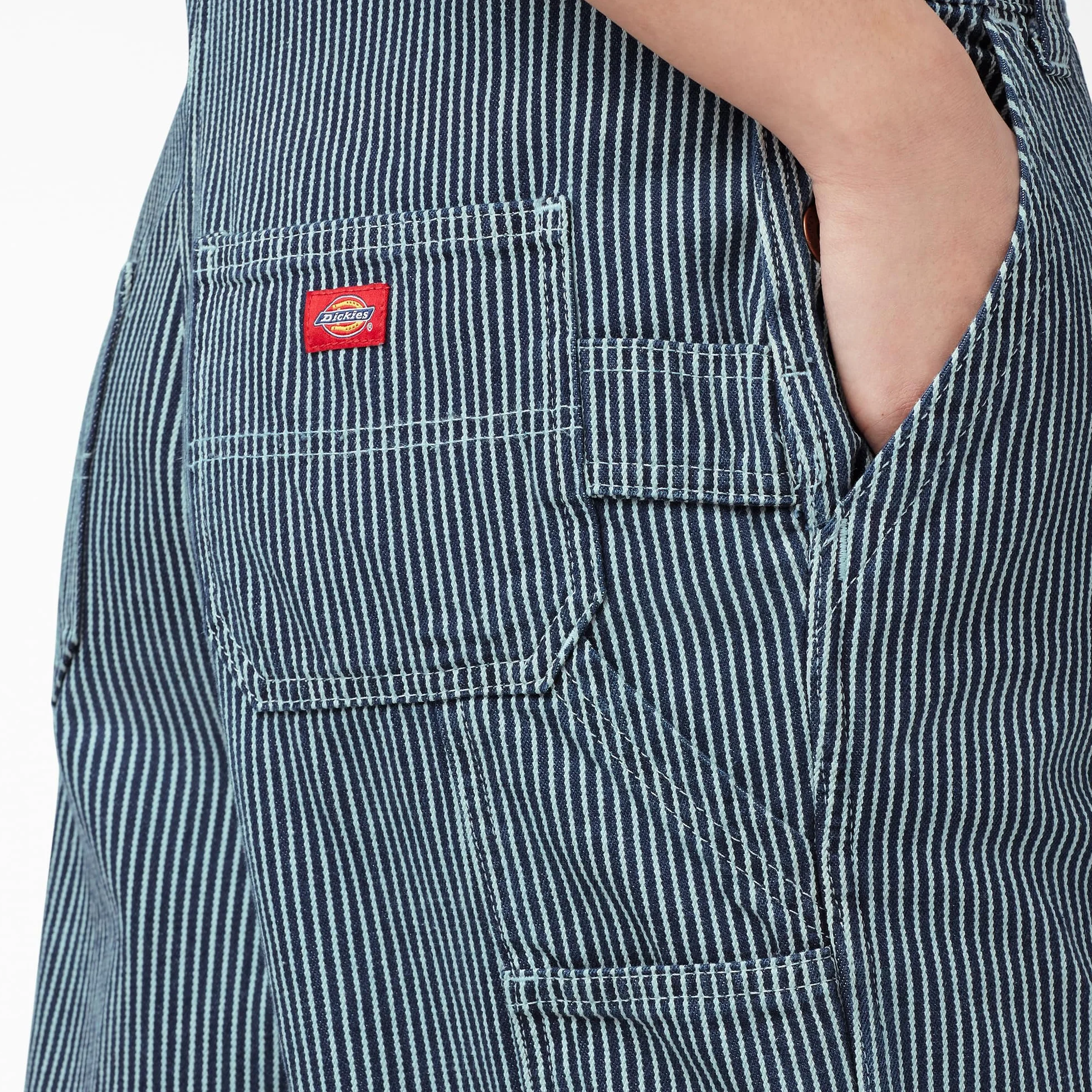Dickies, Damskie ogrodniczki w swobodnym stylu z prostymi nogawkami, Rinsed Hickory Stripe, M