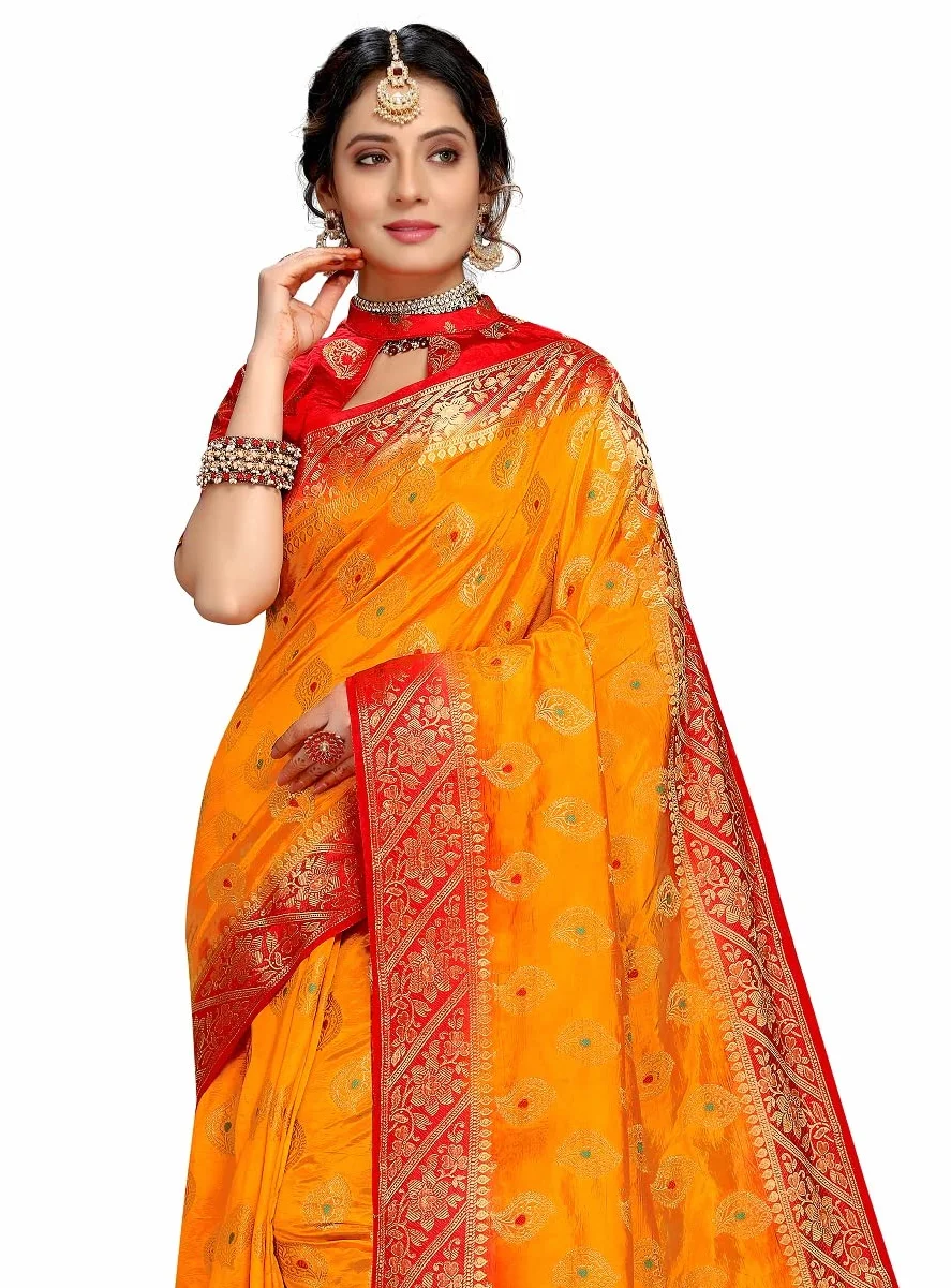 Kanjivaram jedwabne sari ślubne dla kobiet banarasi sadi oryginalny kanchipuram czysty paithani pattu sari z bluzką 2023 (Rajnigandha)