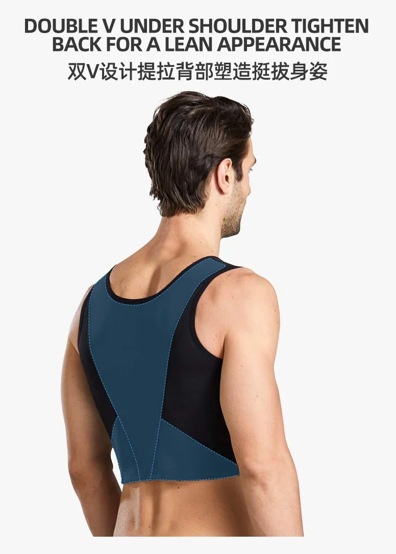 BaronHong Men's Body Shaper Chest Binder Płaska kompresja 3 rzędy zapięcie biust gorset kamizelki