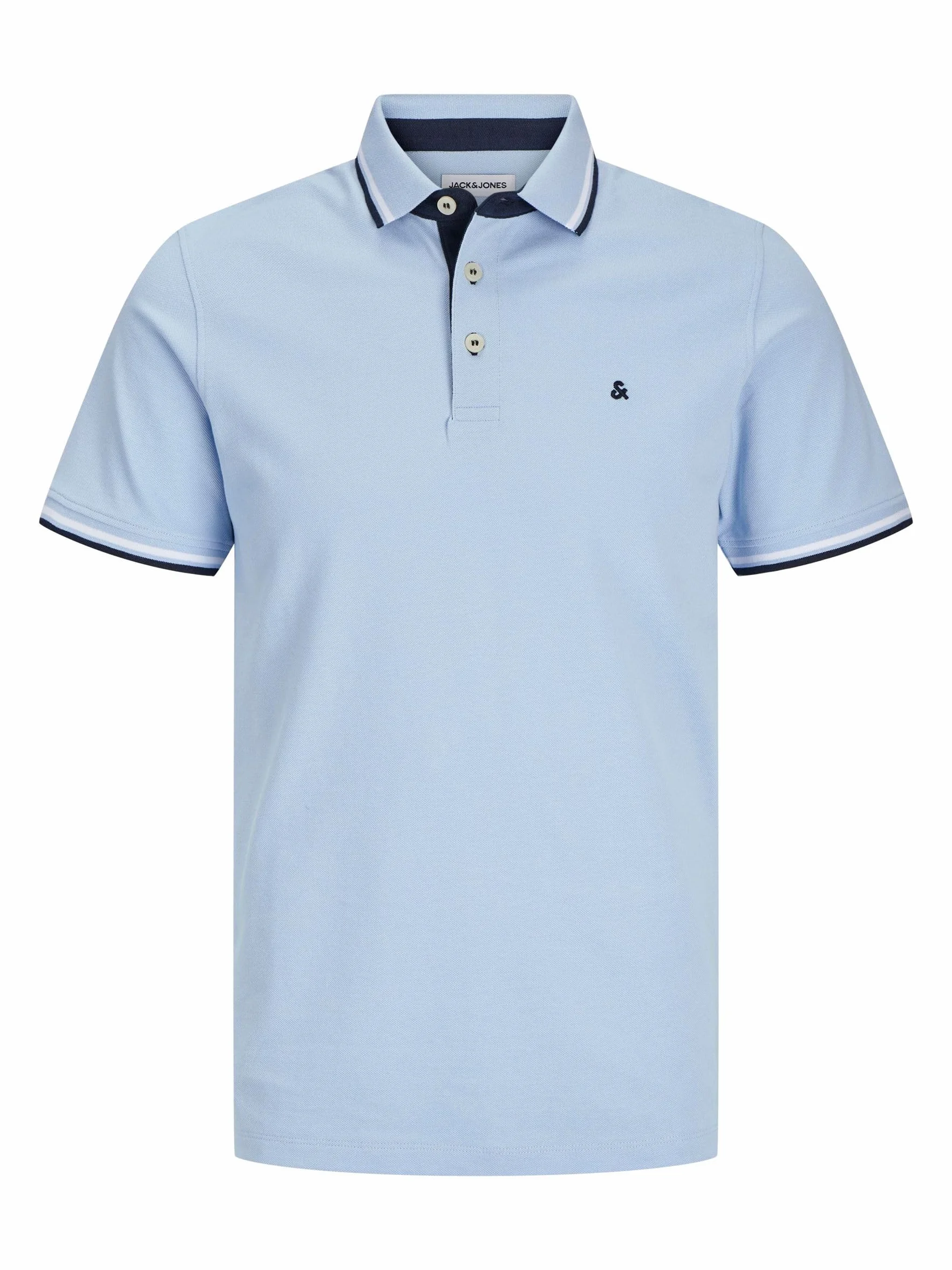 JACK&JONES PLUS JJEPAULOS Polo SS NOOS PLS, Chambray Blue/Szczegóły: play, 4XL