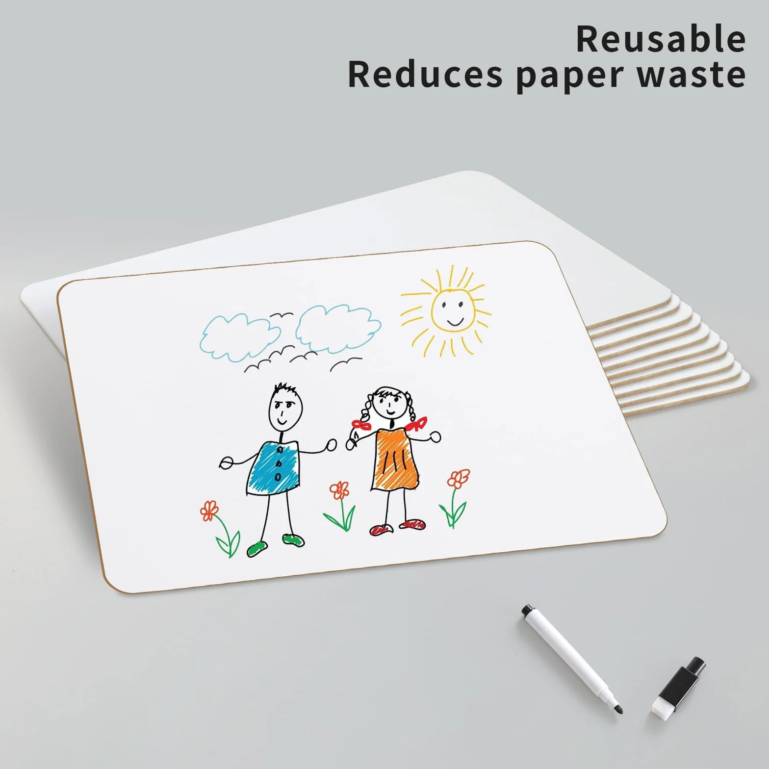 CRESZZLE Zestaw 2 małych tablic suchościeralnych – 20 x 30 cm dwustronne mini tablice suchościeralne z 2 pisakami i 2 gumkami – przenośne, trwałe białe tablice dla studentów, klasy, domu i biura