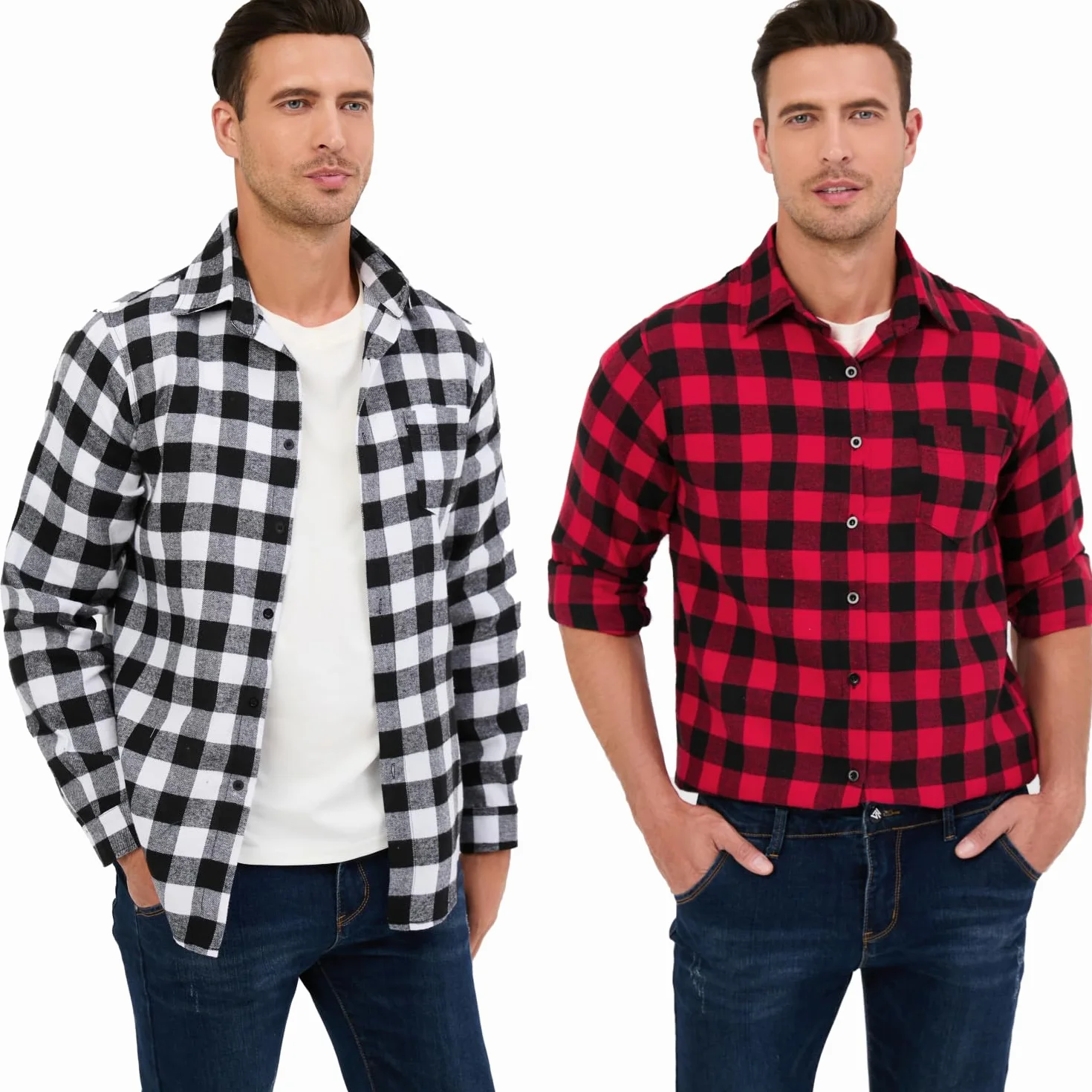 Bluzka w kratkę bawełna męska koszula drwal westernowa flanelowa koszula z długim rękawem, swobodny, klasyczny retro szkocki kamizelka bluzka S-XXXL