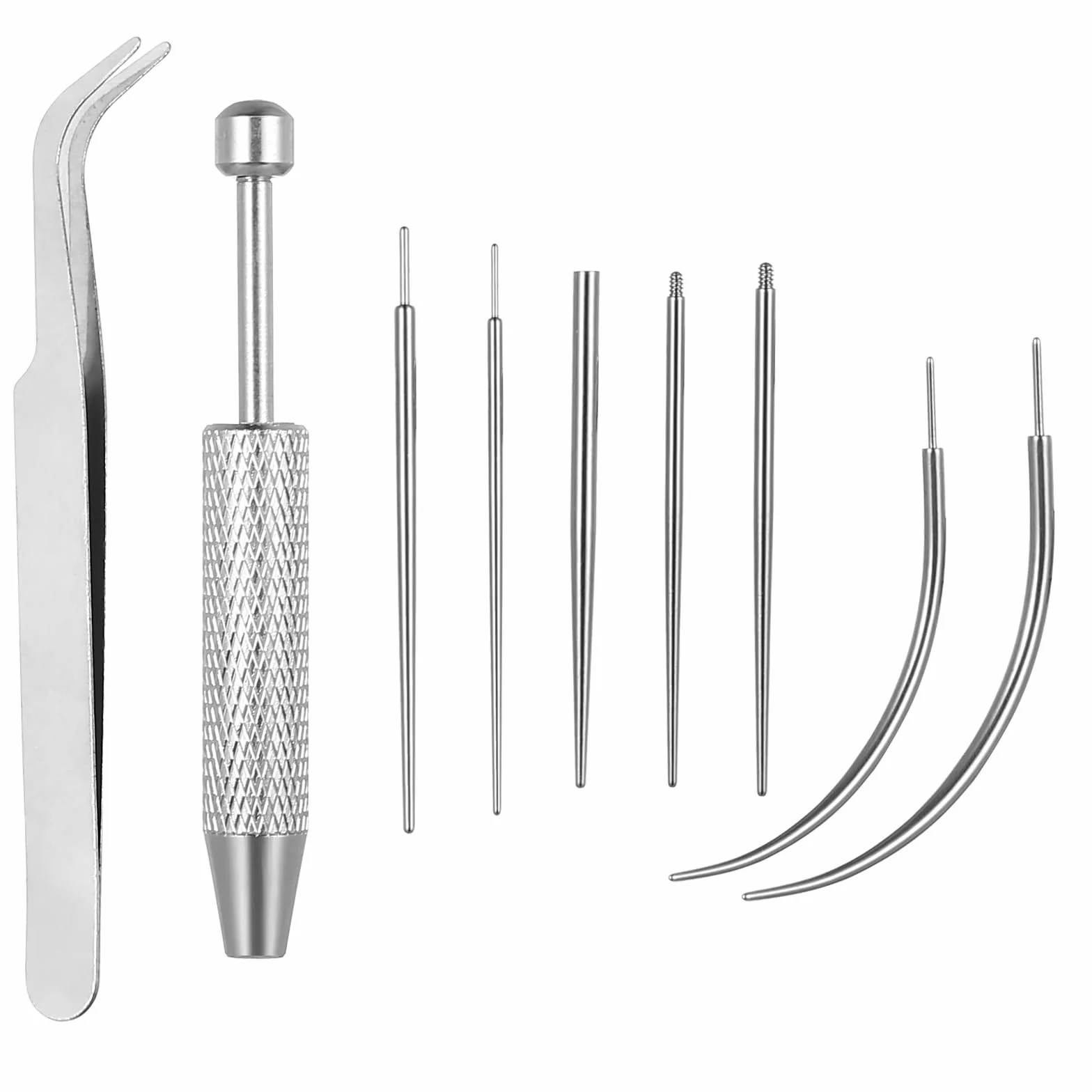 9 sztuk zestaw do piercingu, 16 g, 18 g, piercing typu taper, kulka, igły, stal nierdzewna, akcesoria do uszu, nosa, warg, brzucha