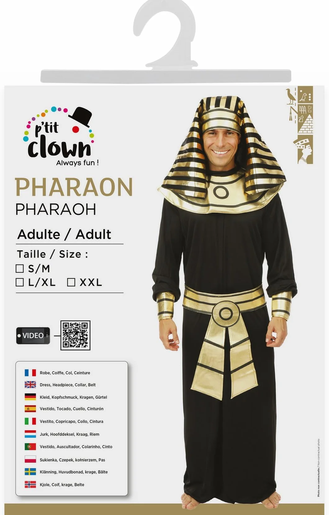 P'tit Clown Faraon Tutanchamon Przebranie Czarne Męskie