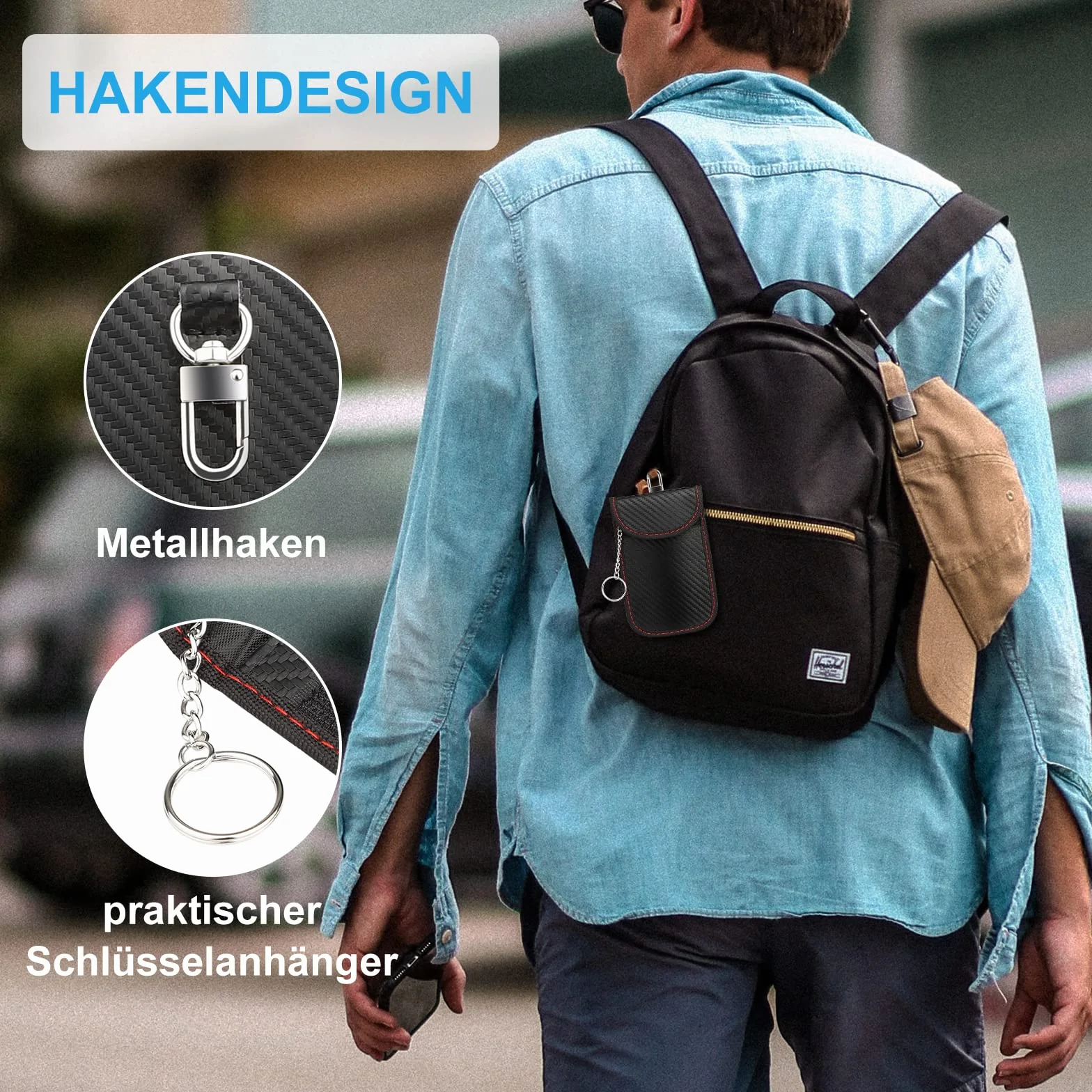 Keyless Go etui Ochronne na Kluczyki Samochodowe, 2 Sztuki, Faraday Bag RFID, etui na Klucze Radiowe, Antykradzieżowe, Etui na Klucze Samochodowe, 15 x 9 cm