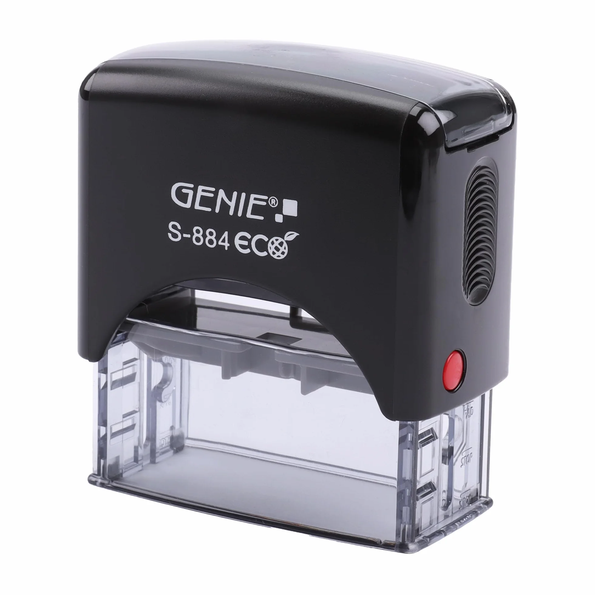 Genie S-884 Zestaw Stempli Samotuszujących (Do 5 Linii, Własny Projekt, w Tym Akcesoria, Poduszka Do Tuszu) Czarny / Srebrny