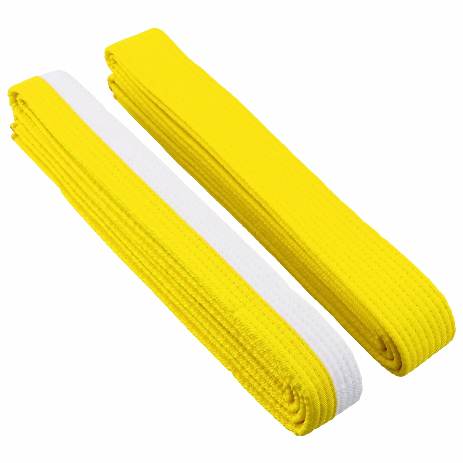 Pasek Judo Karate Belt, pasek judo biały żółty, pasek taekwondo żółty, pasek do sportów walki dla dzieci, 260 cm, szerokość 4 cm, sztuka walki karate judo bawełna taekwondo pasek budo