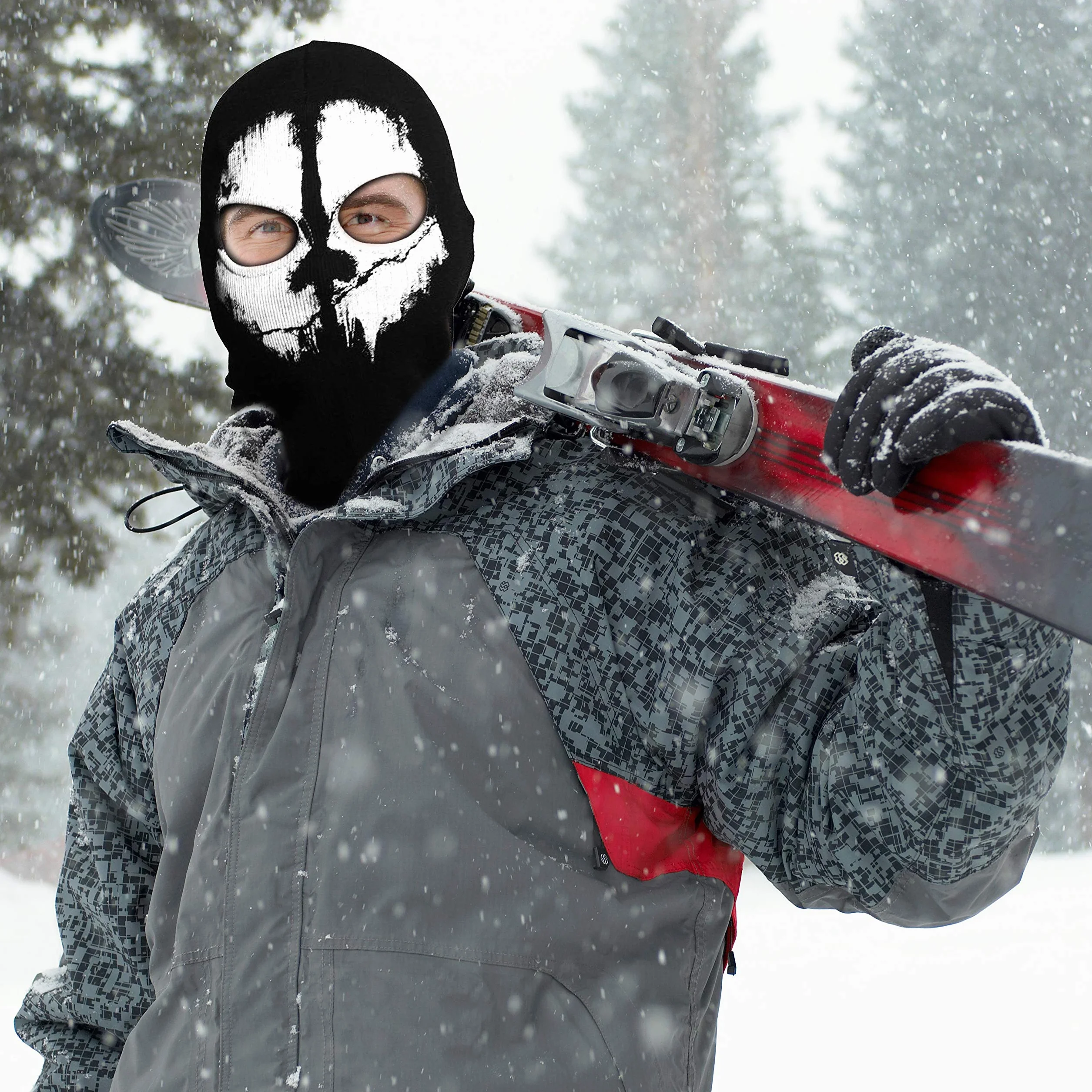TRIXES Maska ducha - Kominiarka dla mężczyzn i kobiet - Wiatroszczelna ocieplacz na całą twarz, horror, narciarstwo, cosplay, Airsoft, motocykl, deskorolka, paintball, jeden rozmiar, czarna