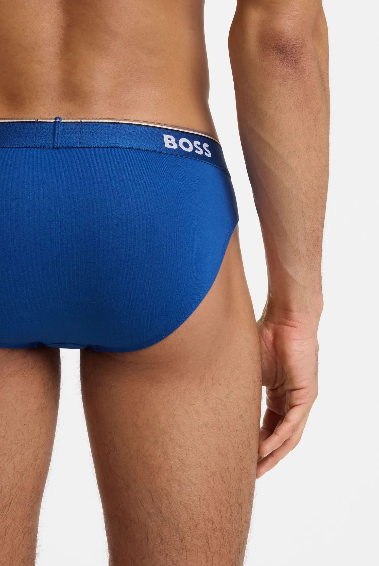 BOSS Męskie majtki Power Slips Briefs Cotton Stretch 3-pak, New - Open Blue487, M