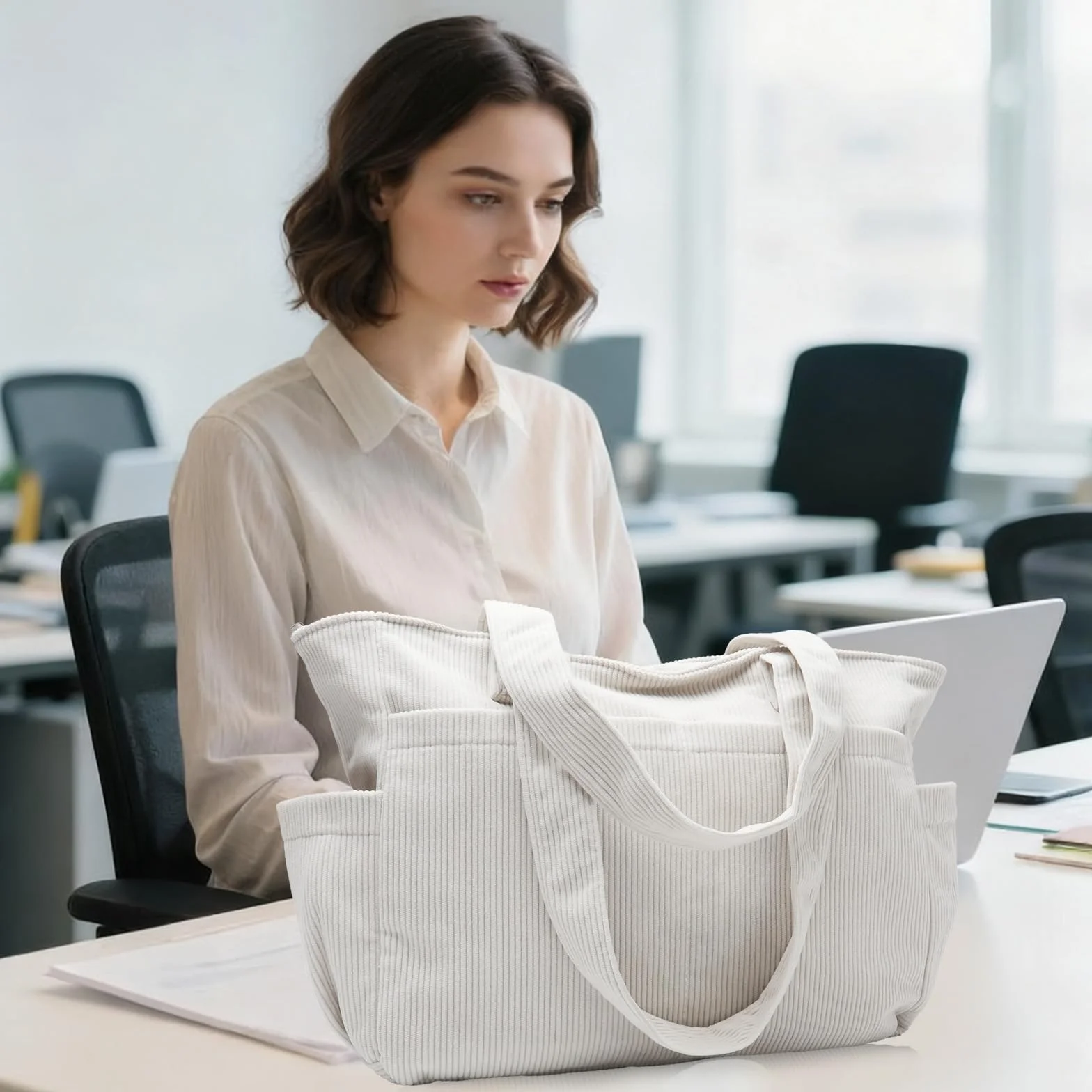 HENGBIRD Torba tote damska – wodoodporna torba robocza i na laptopa z 17-calowym przedziałem na laptopa, składana torba na plażę, torba sportowa dla kobiet do biura, podróży, rekreacji