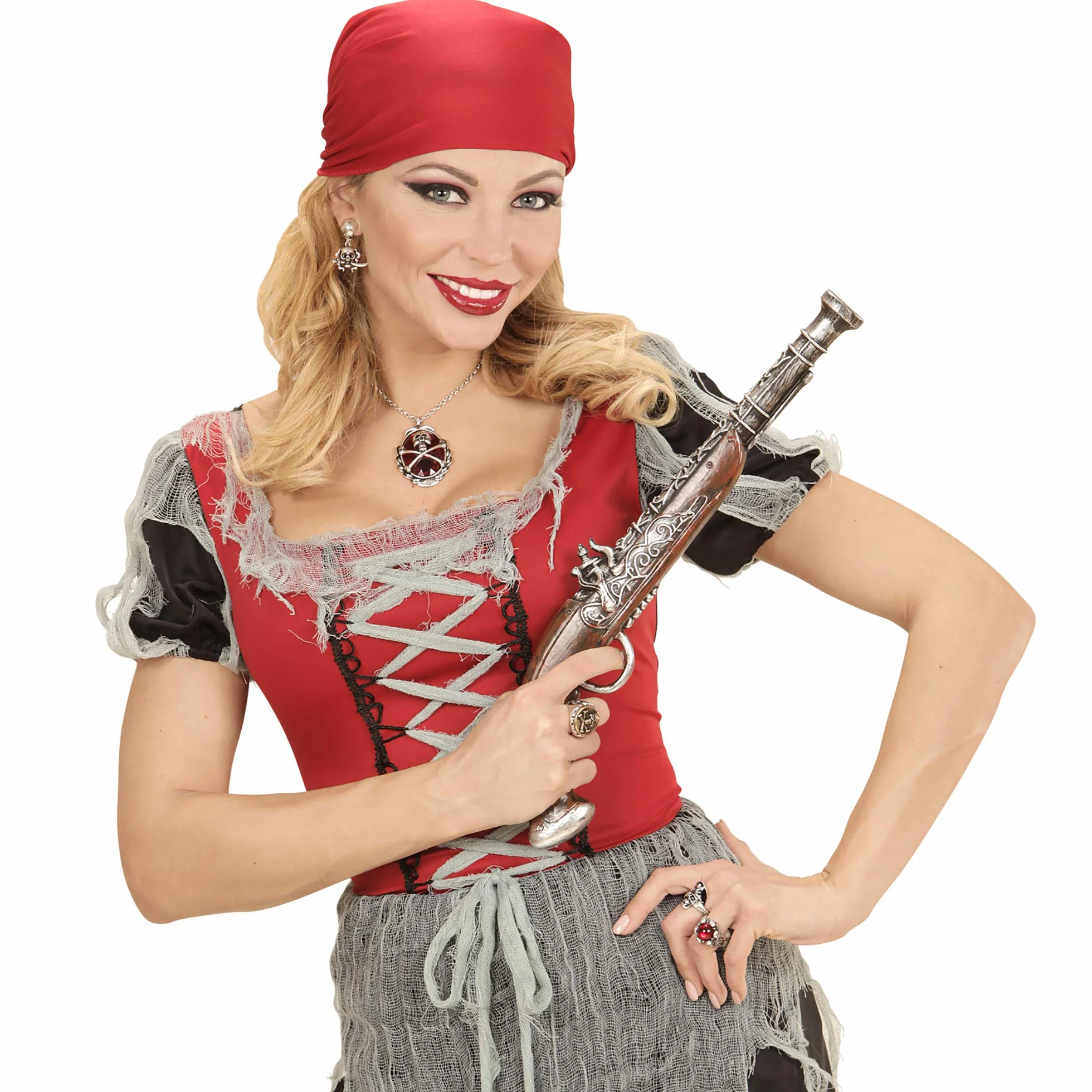 Widmann 46738 – pierścionek z trupią czaszką i skrzyżowanymi kościami, biżuteria, pirat, pirat, karnawał, impreza tematyczna, Halloween