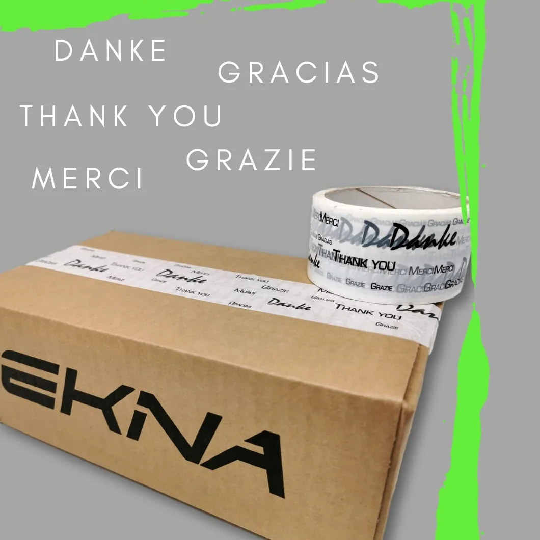 EKNA Taśma klejąca z napisem "Danke" biała — 6 rolek – taśma klejąca ze wzorem w 5 językach