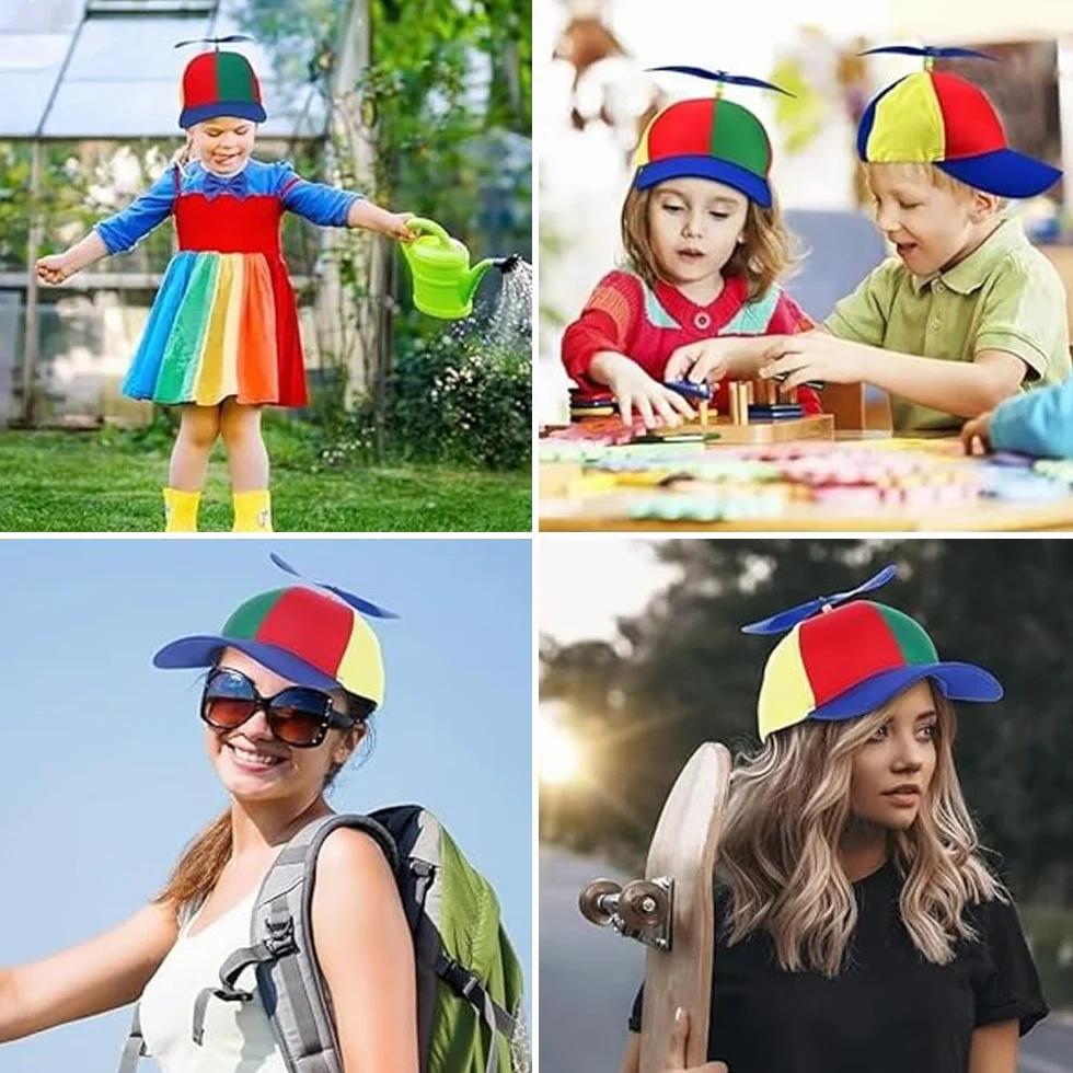 Czapka śmigła, kolorowa czapka z śmigiełką, czapka z daszkiem z idiotami, czapka z daszkiem dla dorosłych i dzieci