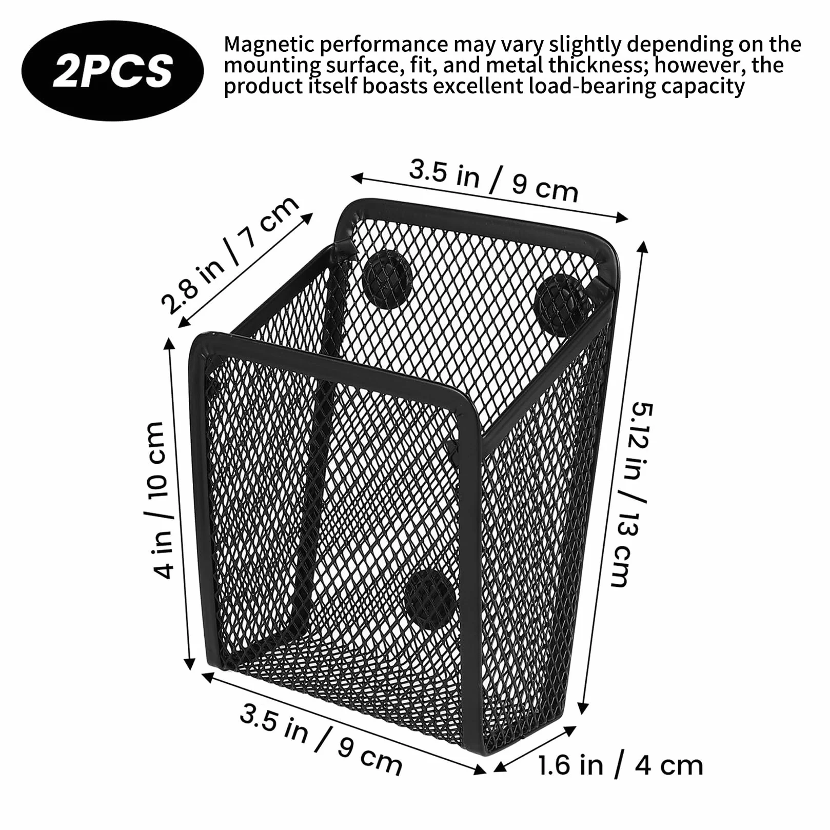 Magnetyczny Koszyk na Przechowywanie, 2-pak Magnetyczny Uchwyt na Długopisy, Metalowy Organizator biurko, Magnetyczną Czarną na Lodówkę, Tablicę, Wyposażenie biurowe, Akcesoria szafek