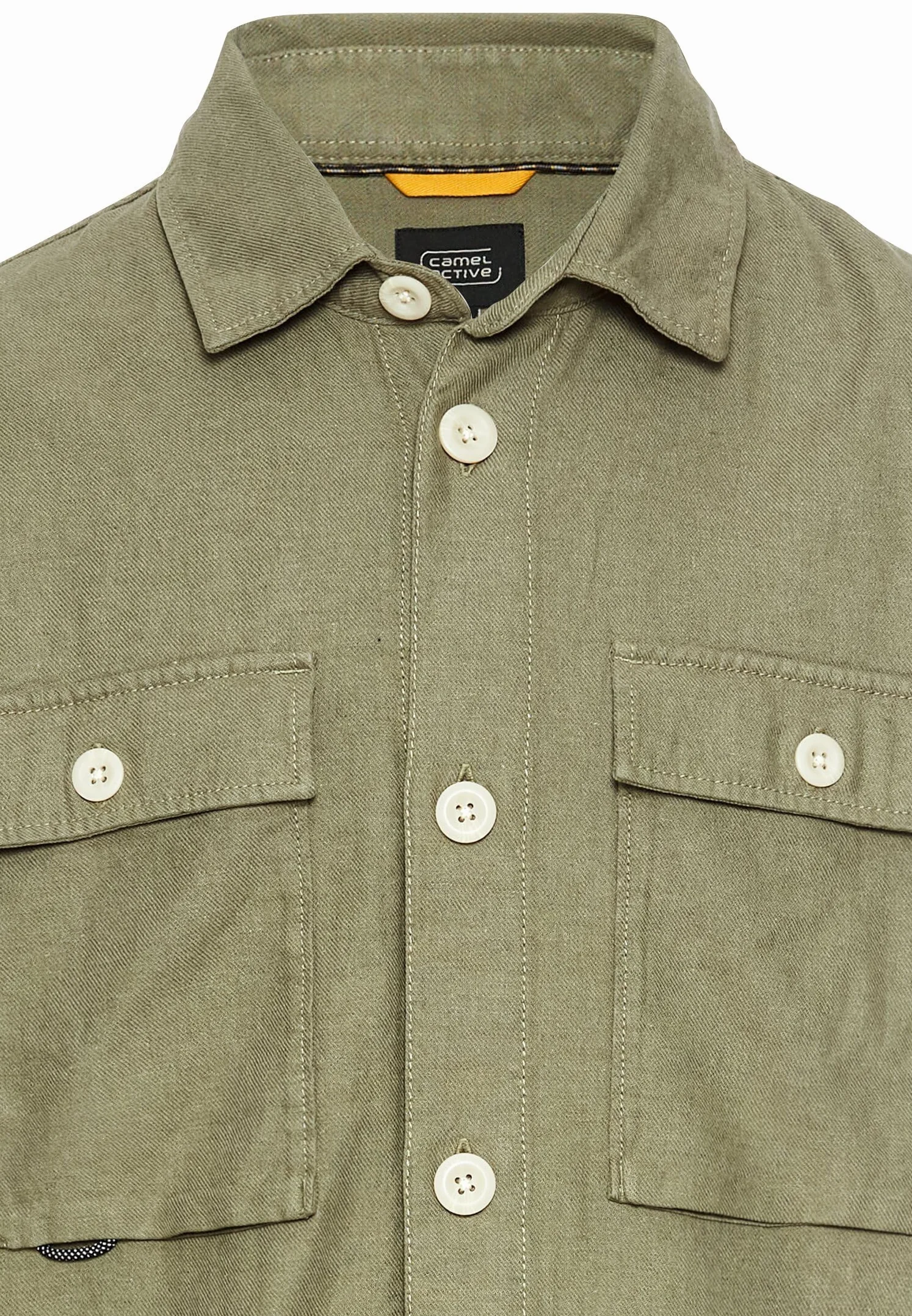 camel active Męski overshirt z mieszanki lnu i bawełny, ciemnozielony, M