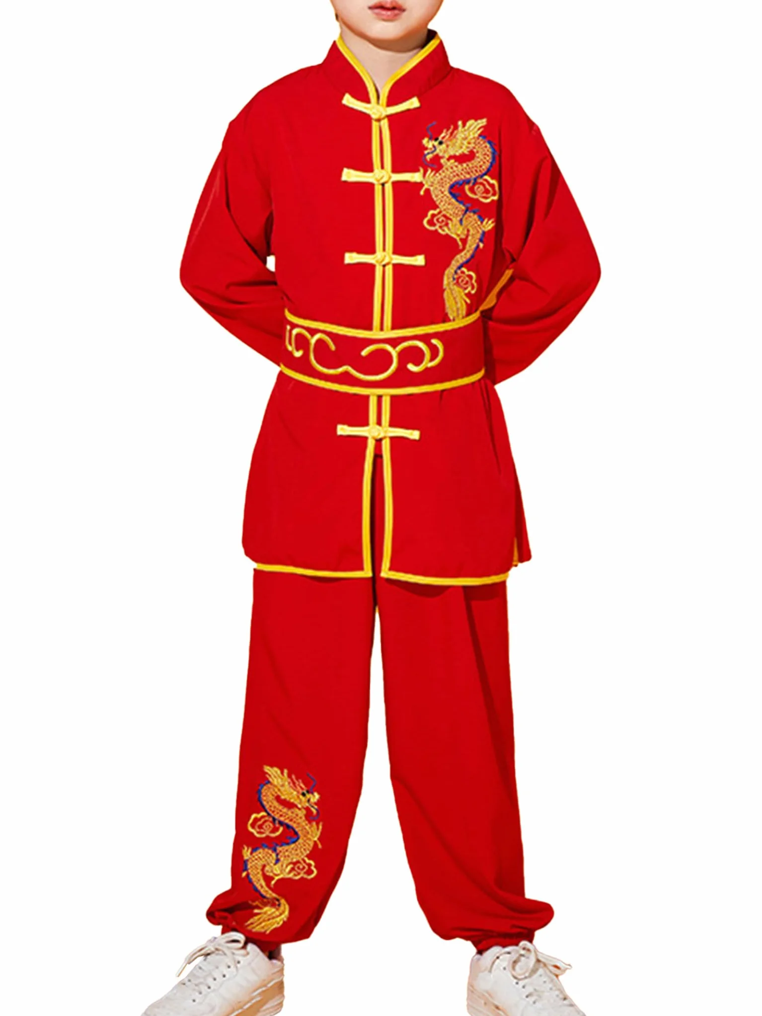 Jhaoyu Dziecięcy chiński mundur Kung Fu dla chłopców, tradycyjny strój Tai Chi Wushu, do sportów walki, zestaw odzieży sportowej, dresy