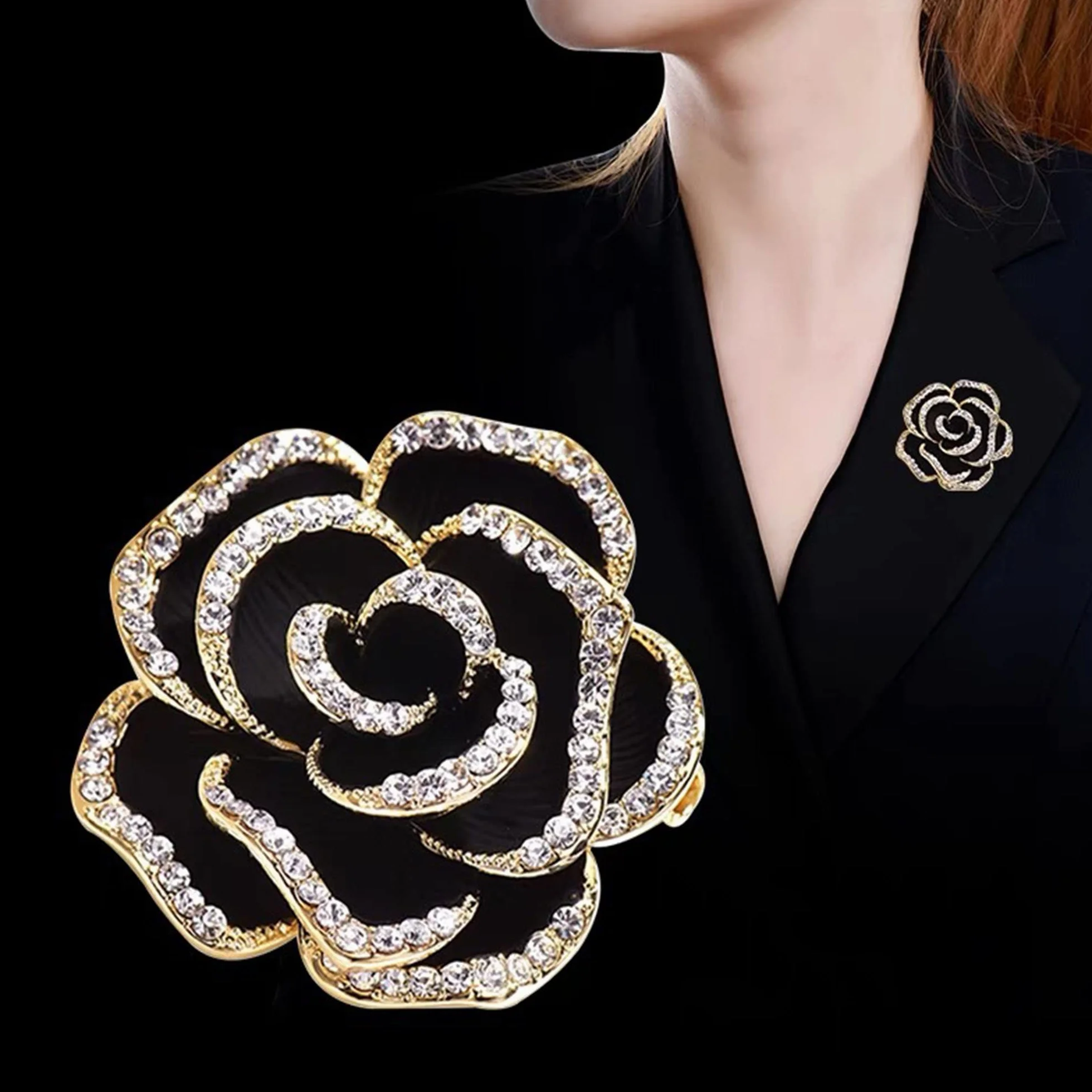 Broszka z kryształem górskim vintage elegancka unikalna modna odznaki pin akcesoria biżuteria prezenty