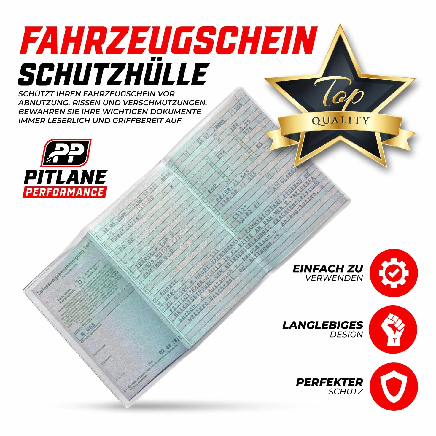 Etui premium na dokumenty rejestracyjne samochodu, przezroczyste, otwierane, przezroczysty, Für deutsche Fahrzeugscheine, Klasyczny