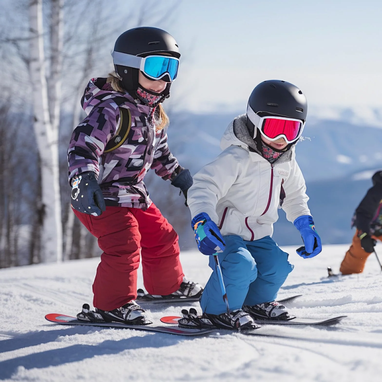 Dziecięce rękawice narciarskie, rękawice narciarskie dla nastolatków zimowe rękawice śnieżne ciepłe rękawiczki snowboardowe rękawice dziecięce 8-14 lat