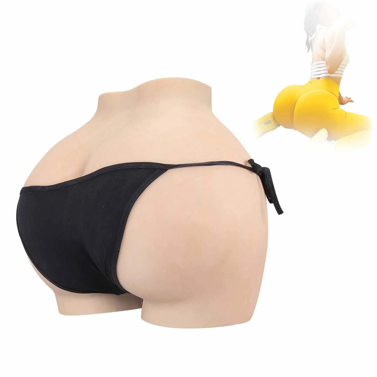 Adima Ogromne Tyłek Crossdresser Silikonowe majtki Mężczyzna do kobiet Enhancer Shapewear Ukrywanie bokserki Gaff,Wheat colored,Upgrade