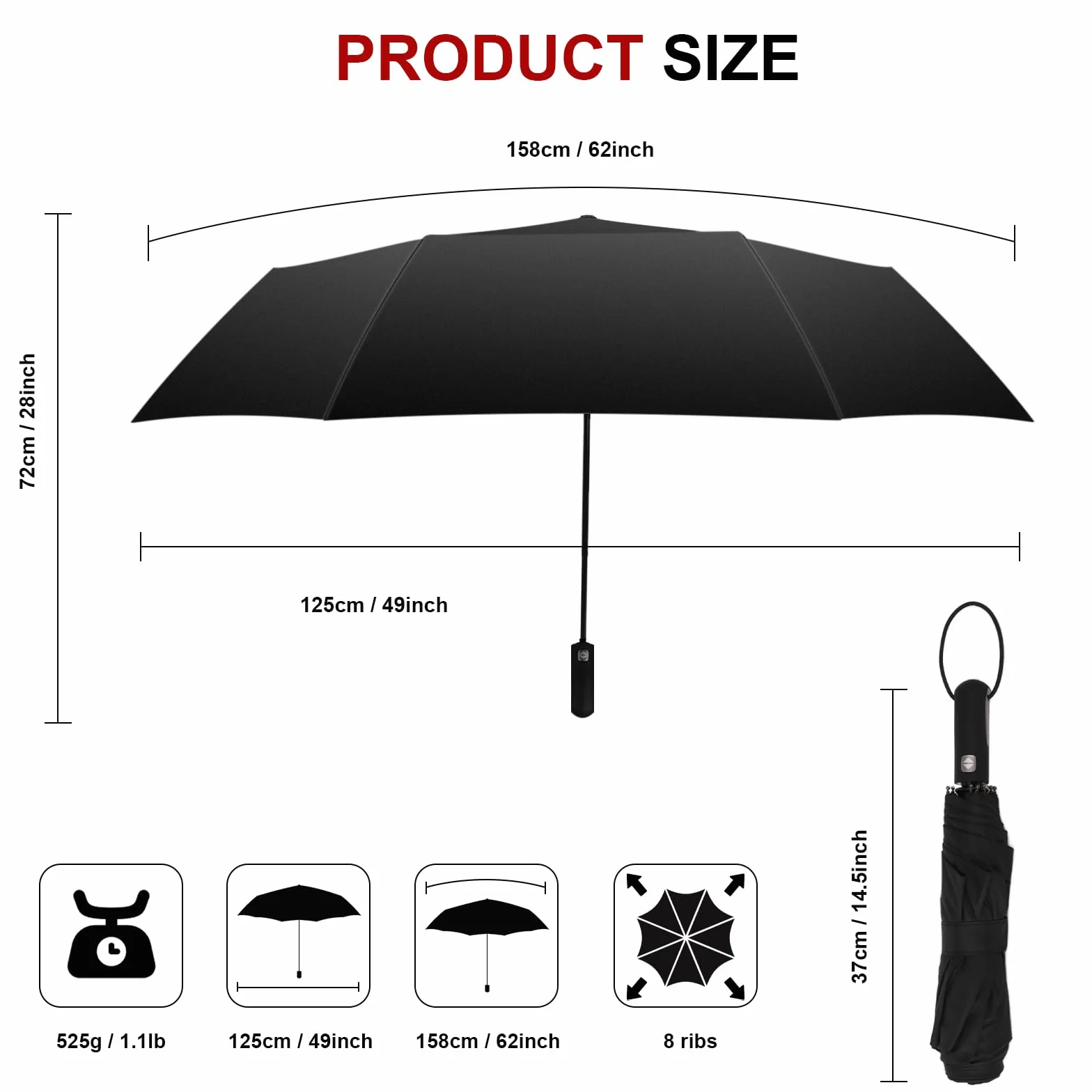 Parasol odporny na burzę, 62 cali, automatyczny składany parasol z podwójnym zadaszeniem, wiatroszczelny parasol golfowy dla mężczyzn i kobiet, duży parasol do golfa, w podróży i na co dzień