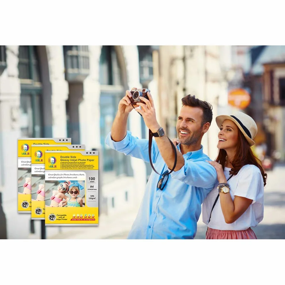MR.R 300 gsm / m2 A4X100 Arkusze papieru fotograficznego Podwójnie matowy papier fotograficzny Natychmiastowe wysychanie Wodoodporny Jasny biały do drukarek atramentowych