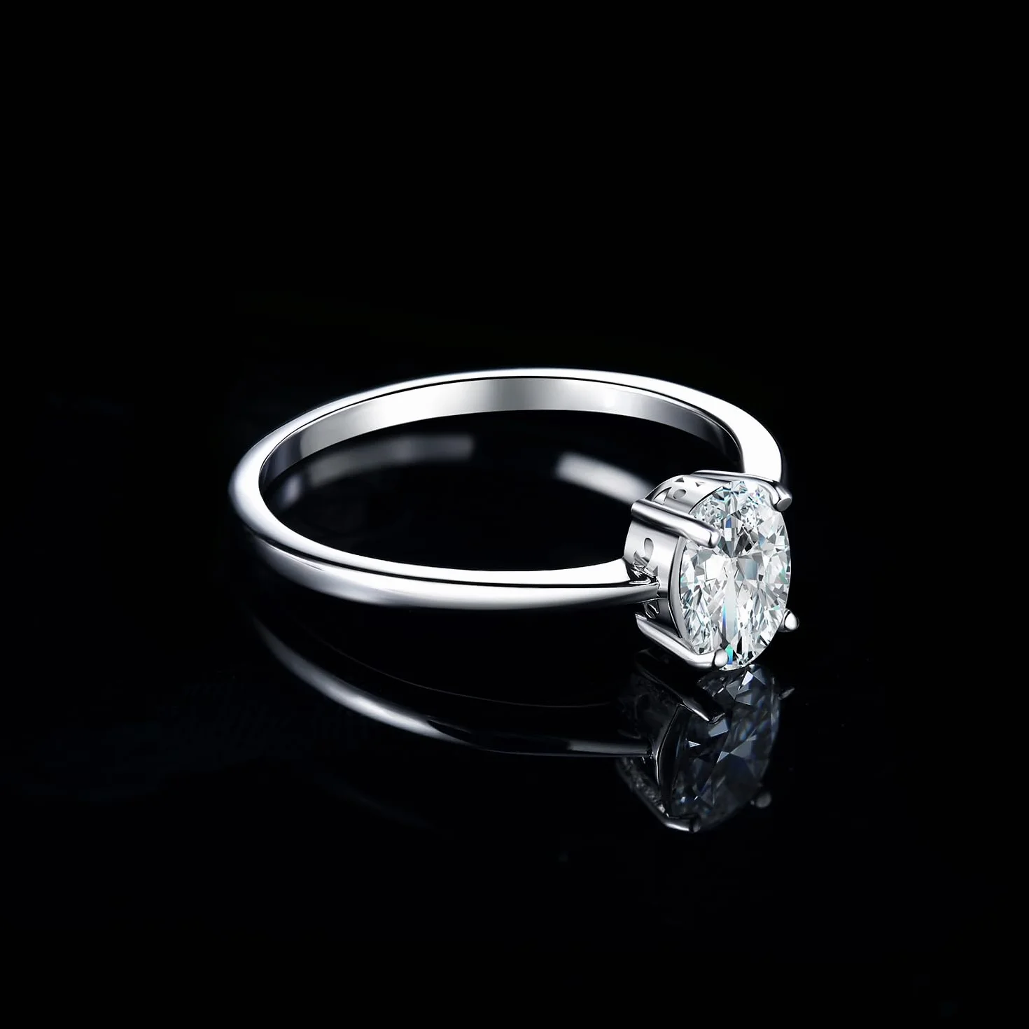 JewelryPalace 1ct Classic cyrkonia owalny pierścionek Solitaire kamień pozłacany 14K białe złoto, pierścionek zaręczynowy ślub obietnica obrączka, zestaw biżuterii Mariee 54