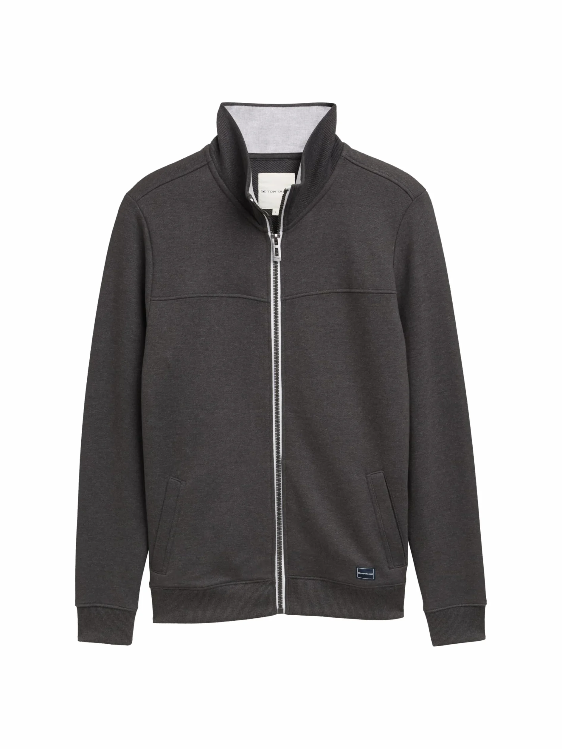 TOM TAILOR Męskie Bluza ze stójką 1021269, 11086 - Dark Grey Melange, XL