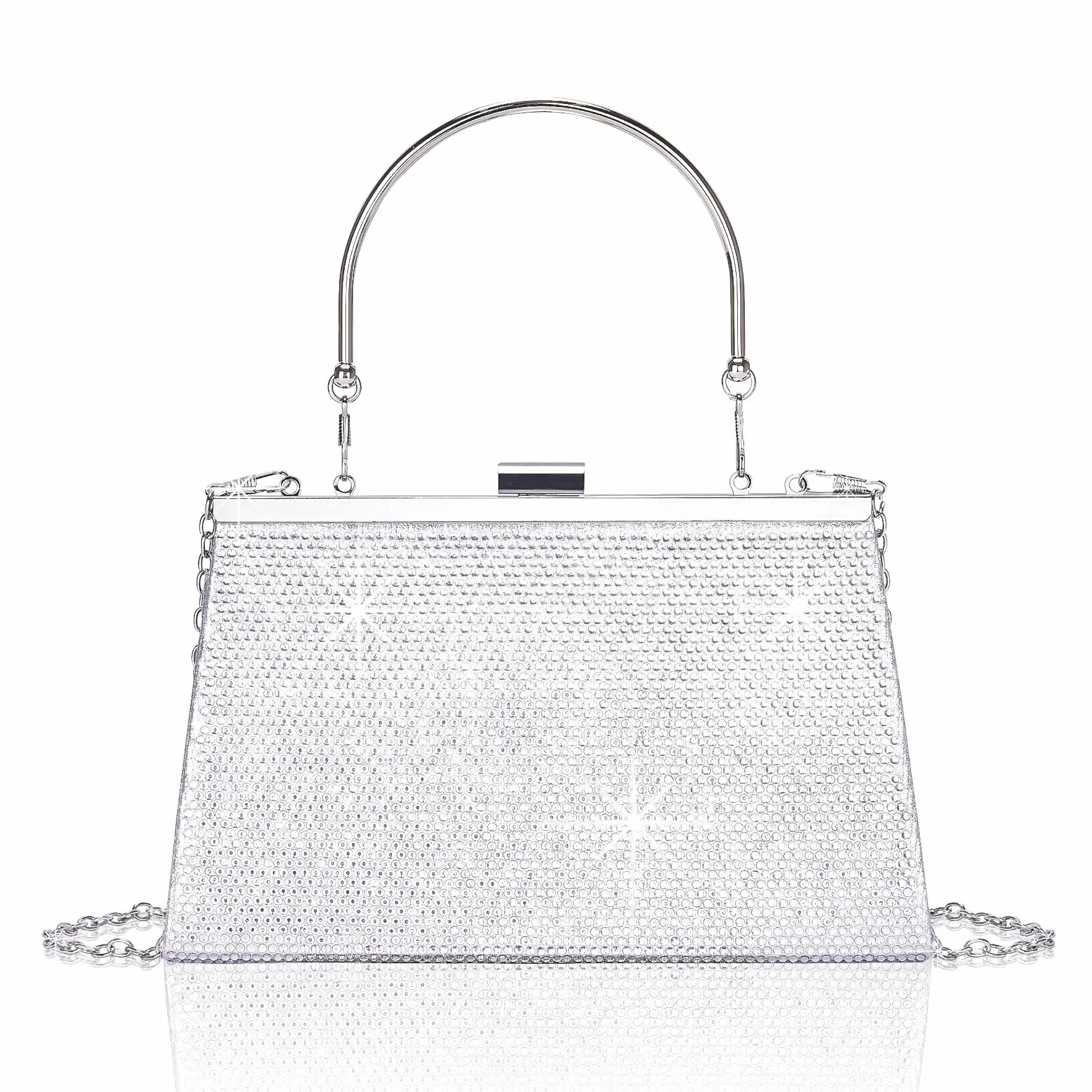 Larcenciel Damskie kopertówki, błyszczące torebki dla kobiet z odpinanym łańcuszkiem, kopertówka z górnym uchwytem, elegancka torba crossbody, modna torba na ramię, na imprezę, studniówkę, ślub