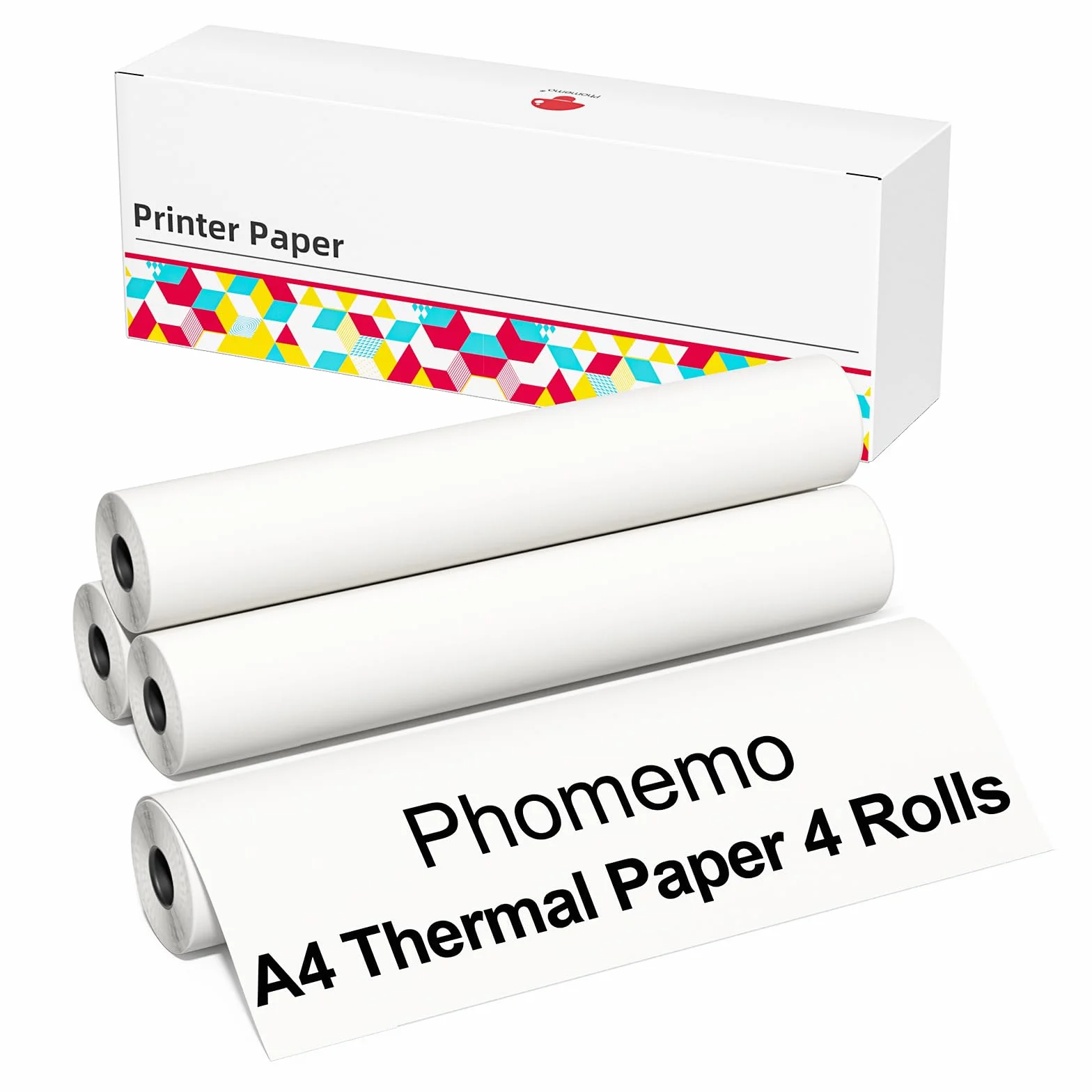 Phomemo Papier termiczny do drukarki - A4 Size papier, 210 mm x 6,5 m, kompatybilny z Phomemo M08/P831/M832/M833/M834, przenośna drukarka A4, do podróży, domu, zdjęcia, rachunku, umowy, 4 rolki