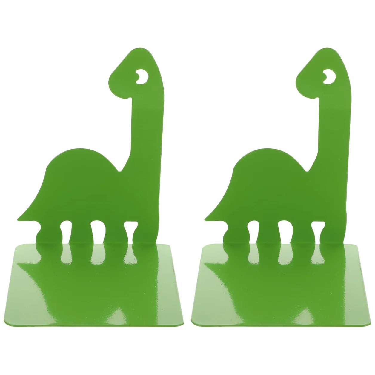 TOYANDONA Podpórki do książek z żelaza, z motywem dinozaura, antypoślizgowe, do książek, na płyty DVD, do biura, biblioteki, szkoły, dekoracja, 1 para, kolor zielony