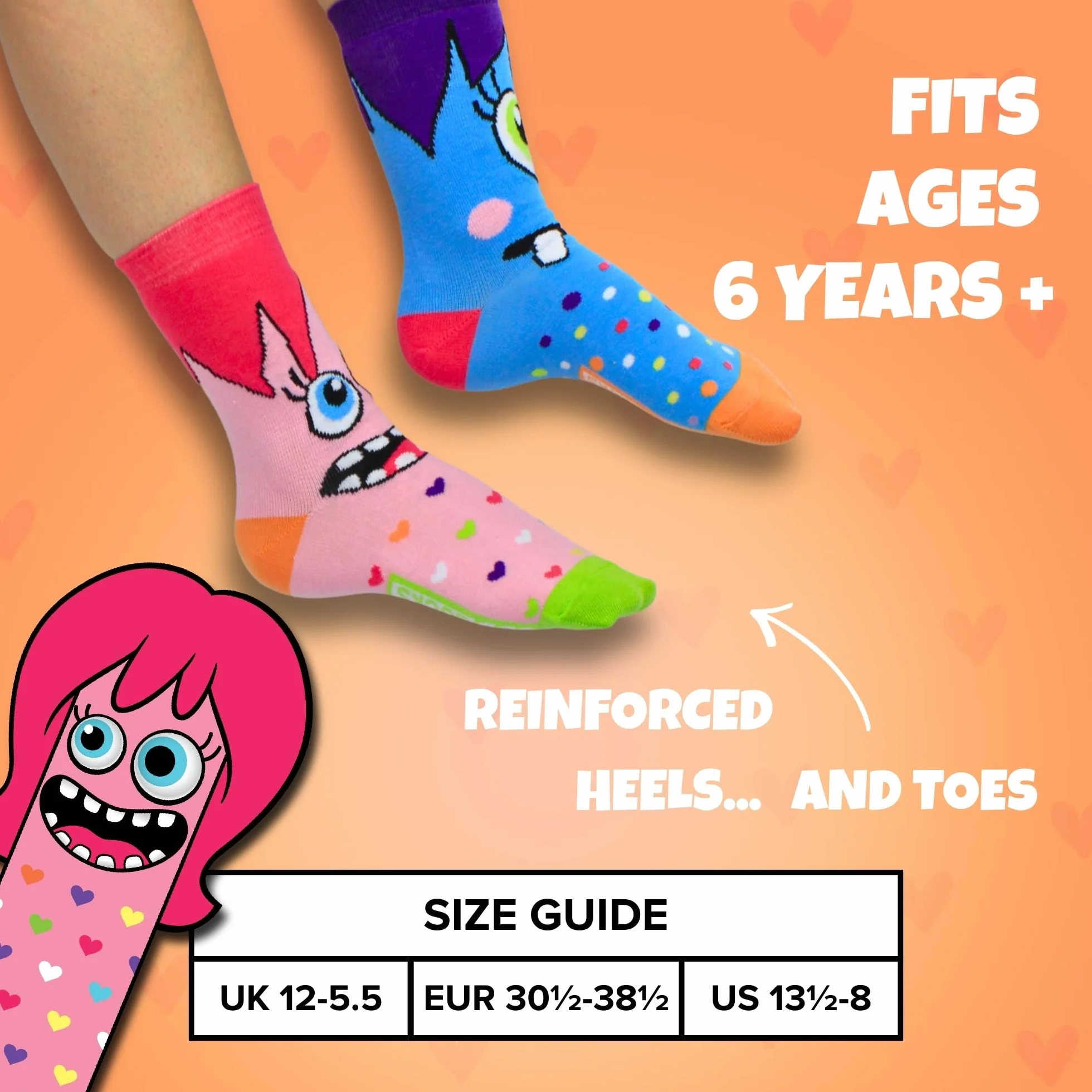 United Oddsocks - Miss Mashers - Zestaw 6 zabawnych skarpet dla dziewczynek, EUR 30,5-38,5, Multicoloured, 30,5-38,5