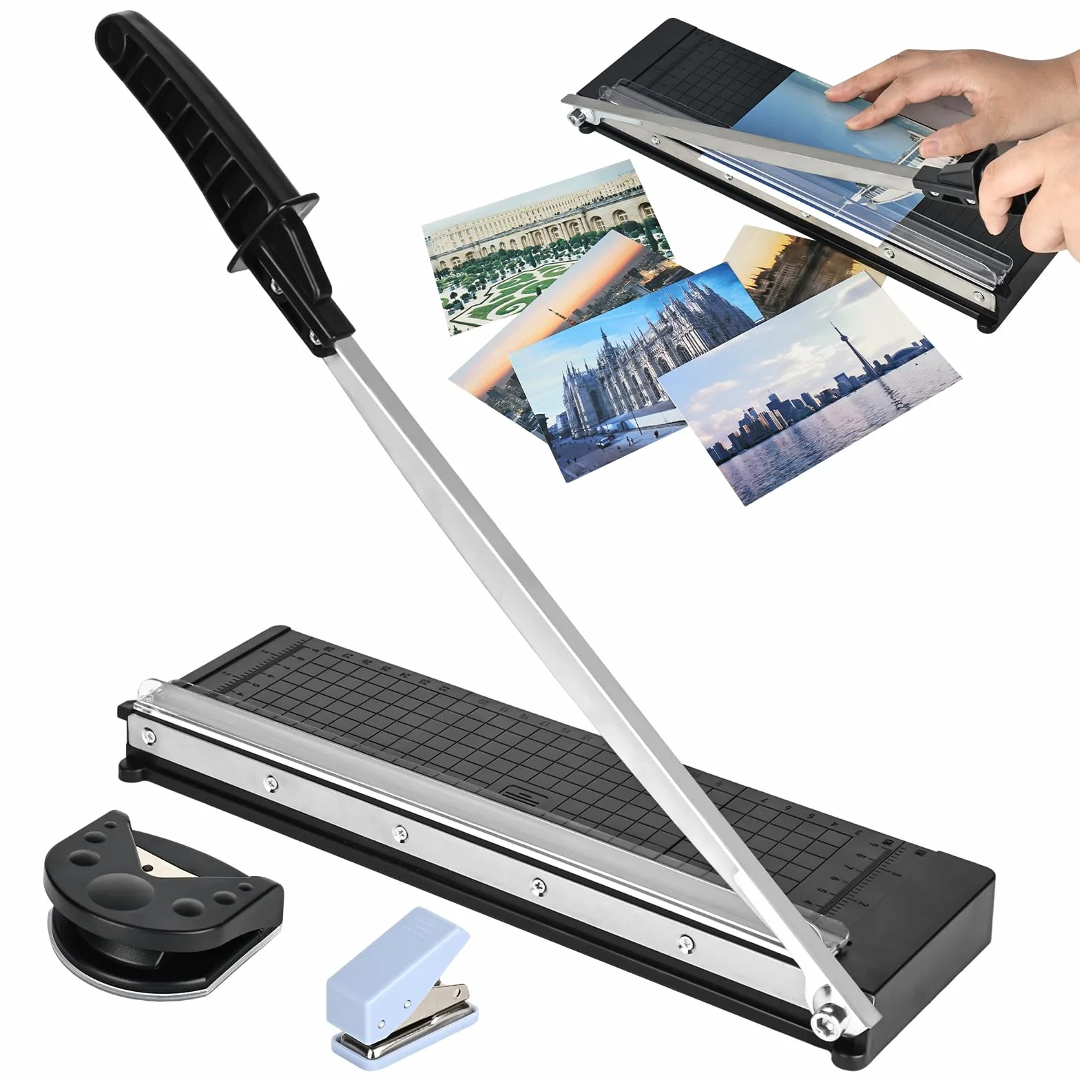 Ręczna przecinarka do papieru A4/B5/A5/B6/B7, z metalu, do cięcia papieru z metalową podstawą, nożyce do papieru, etykiet, zdjęć