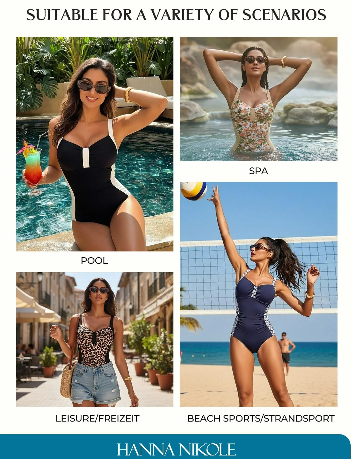 Hanna Nikole Damski kostium kąpielowy, wyszczuplający brzuch, dekolt w kształcie litery V, marszczony, moda kąpielowa, push up, krzyż, bez pleców, monokini