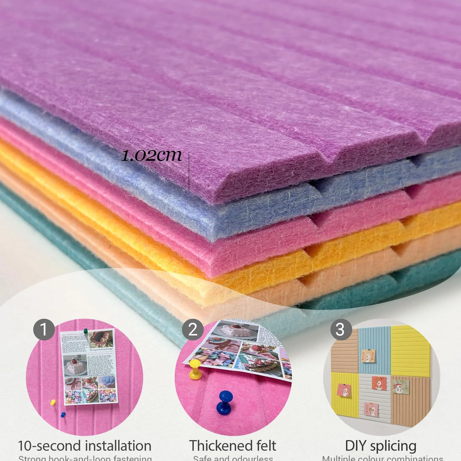 120x90 cm Duża Filcowa Tablica Pinnwand Samoprzylepna, Filcowa Tablica Memo Memo Boards z 60 Szpilkami Tablica Ogłoszeniowa Dekoracja Ścianna do Biura, Kuchni, Zdjęć, Notatek, Różowo-Peach