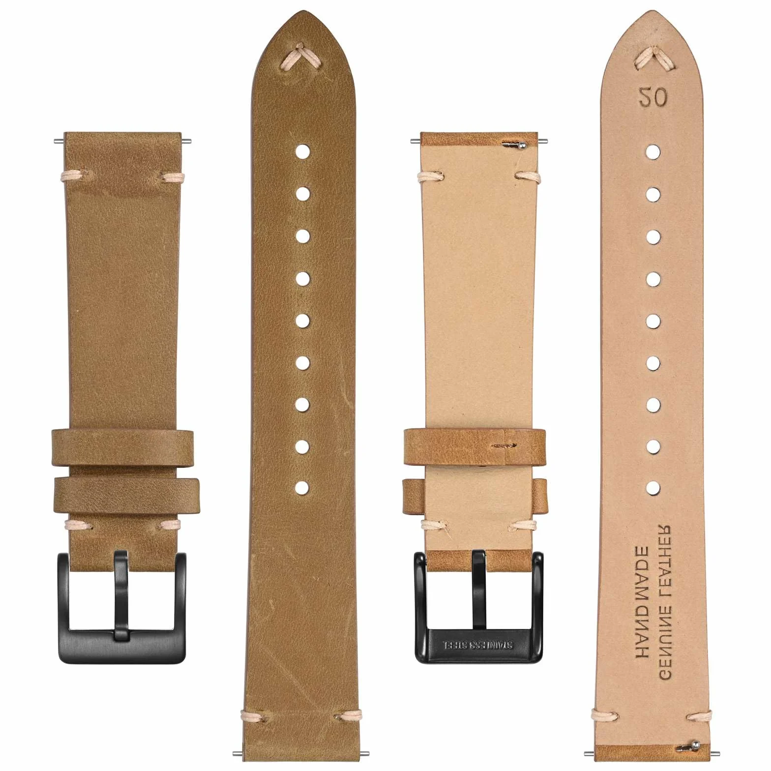 BISONSTRAP Skórzany zamienny pasek do zegarka męskiego, szybkozłączka z teleskopami, szerokość paska: 18 mm, 20 mm, 22 mm