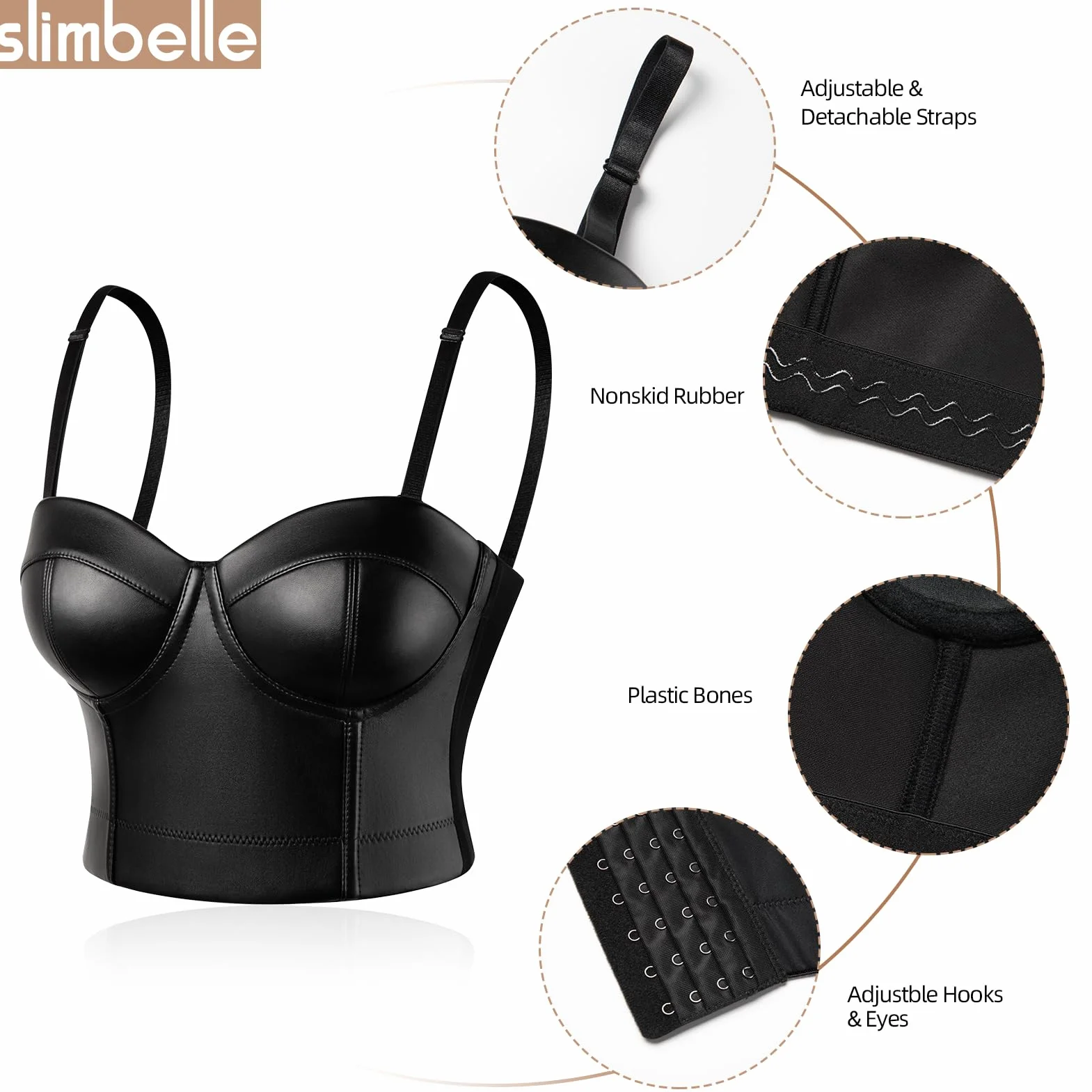 SLIMBELLE Damski gorset w stylu vintage overbust gorset zamek błyskawiczny plastikowe kości sznurowany top ze stringami bielizna ślubna body