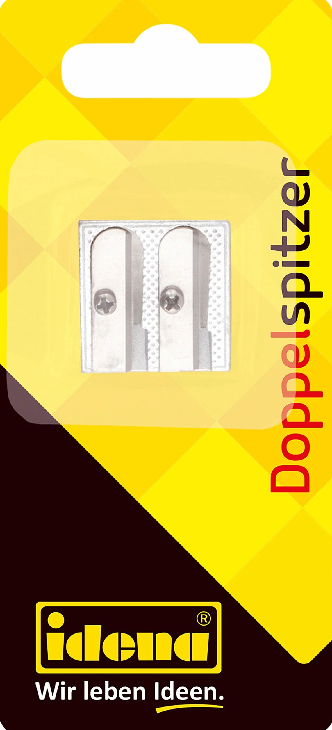 Idena 520051 - Podwójna temperówka, metalowa, w kształcie klina, do cienkich i grubych ołówków, 1 szt.