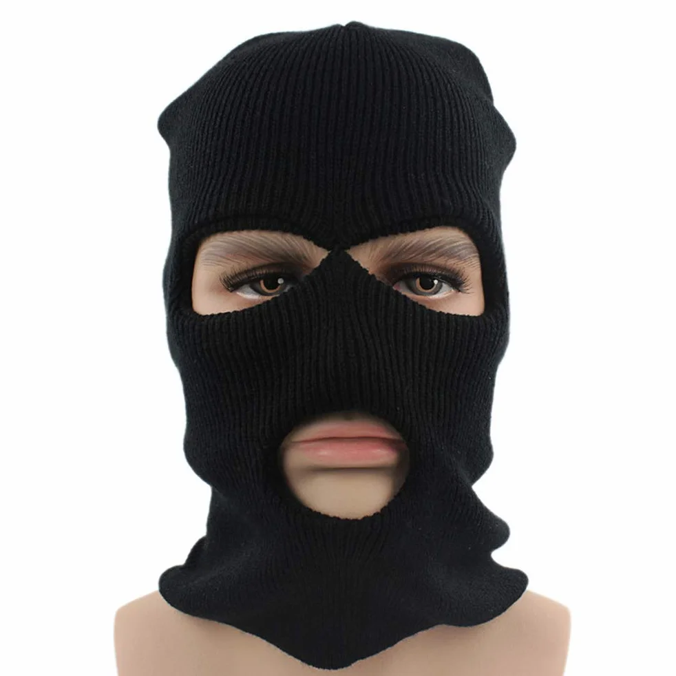 Kominiarka Balaclava z 3 otworami, zimowa, wiatroszczelna, ciepła, z dzianiny, dla mężczyzn i kobiet