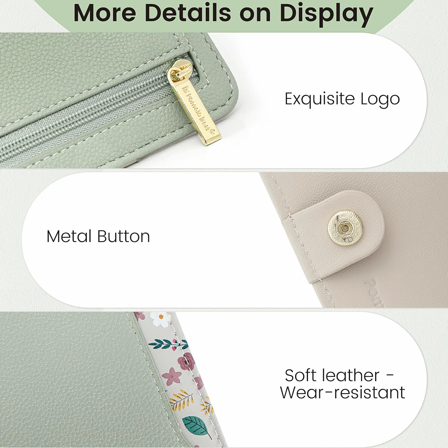 Pomelo Best Damski portfel mały z ochroną RFID, mini portfel z miękkiej skóry PU, stylowy design z nadrukiem, lekki i praktyczny na co dzień i w podróży, S, Minimalistyczny (Mintgrün)