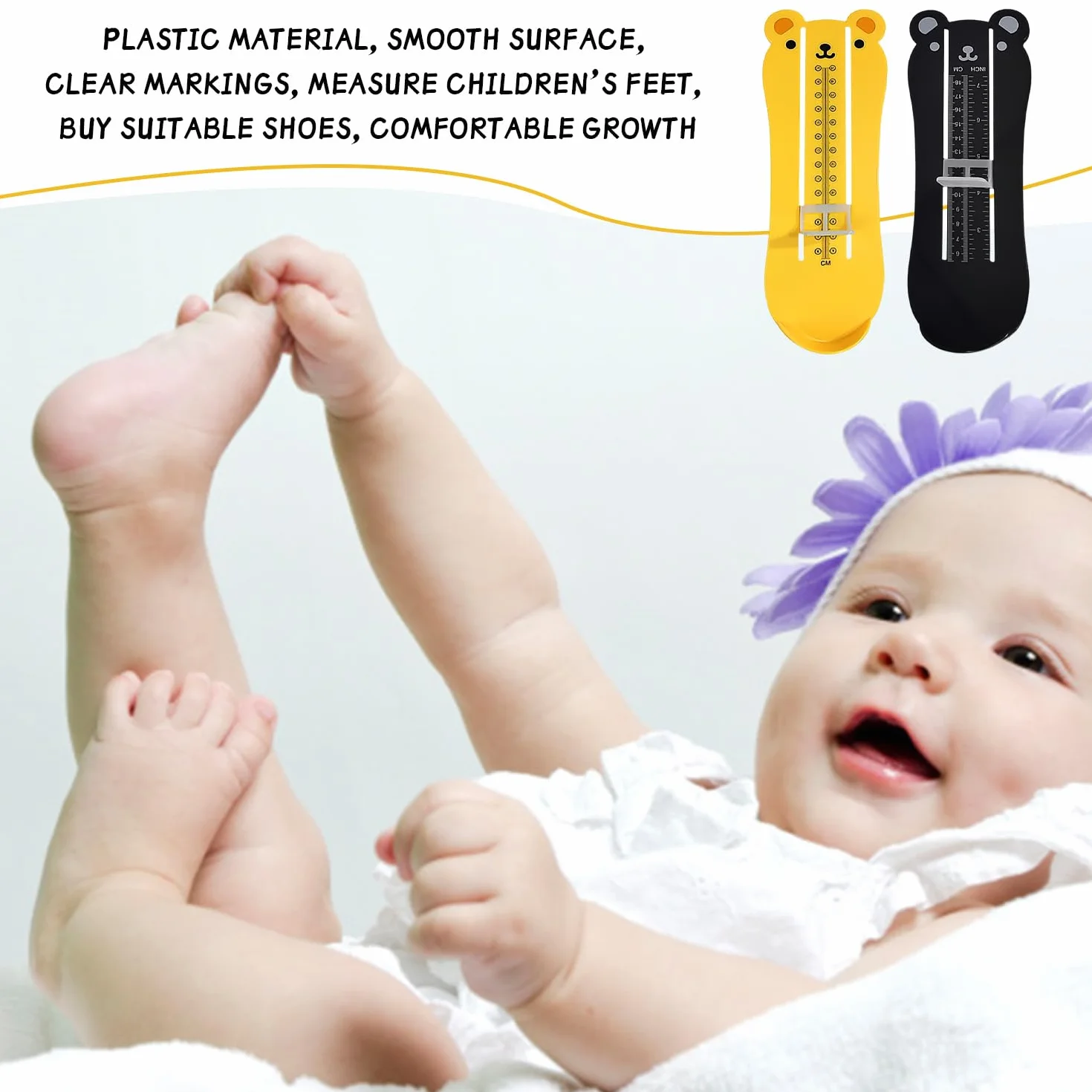2 sztuki Narzędzie do pomiaru rozmiaru buta dla dzieci, Creative Bär -Kinder -Schwerer, Narzędzie Do Pomiaru Rozmiaru Dzieci, Przyrząd Pomiarowy Dla Dzieci, Żółty, 70AA