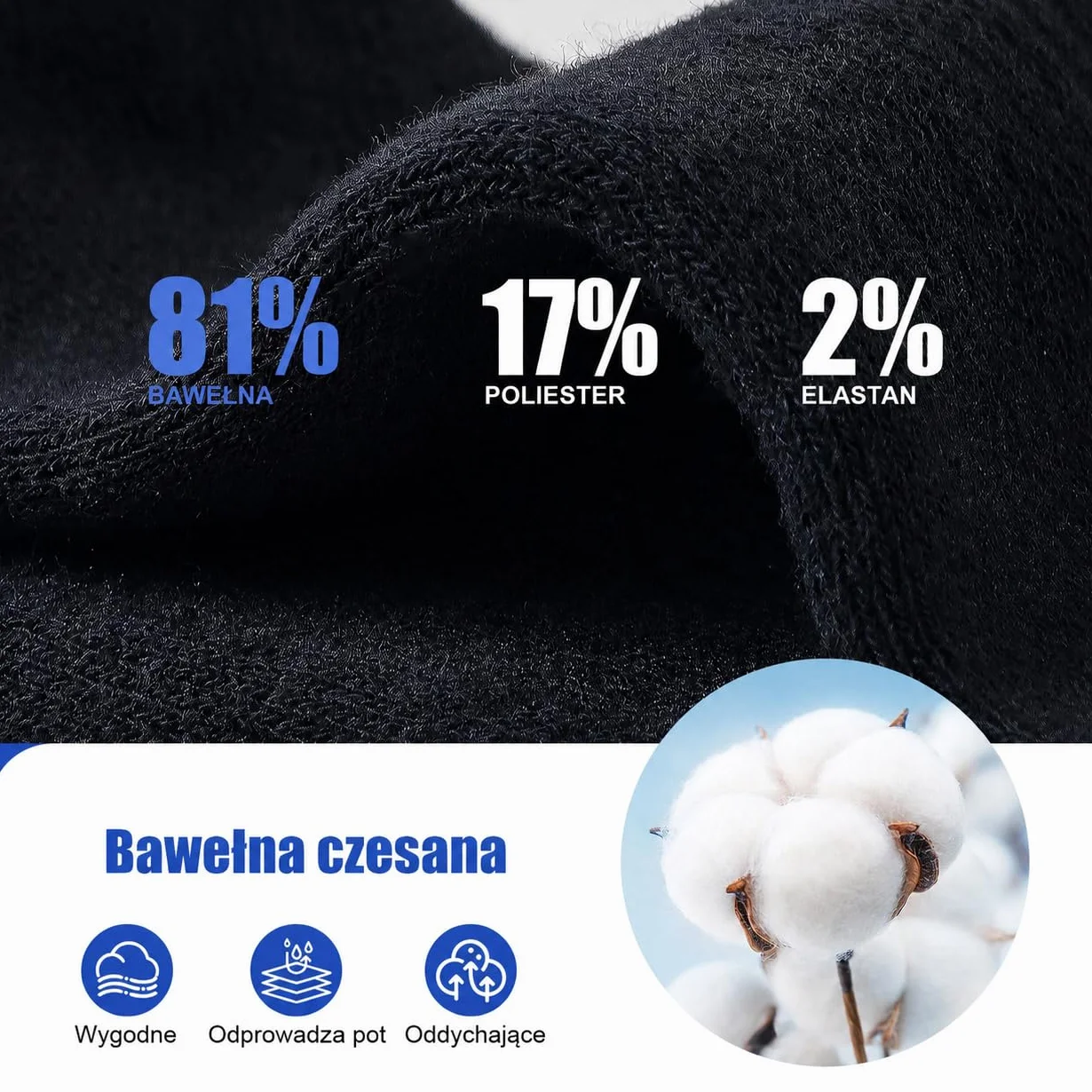 SockWaddles Skarpety Dla Mężczyzn i Kobiet, Bezszwowe Skarpety Bawełniane, Oddychające i Ochronne Przed Pęcherzami Skarpety Sportowe, Idealne do Pracy, Biegania, Wędrówek, 6 Par Unisex