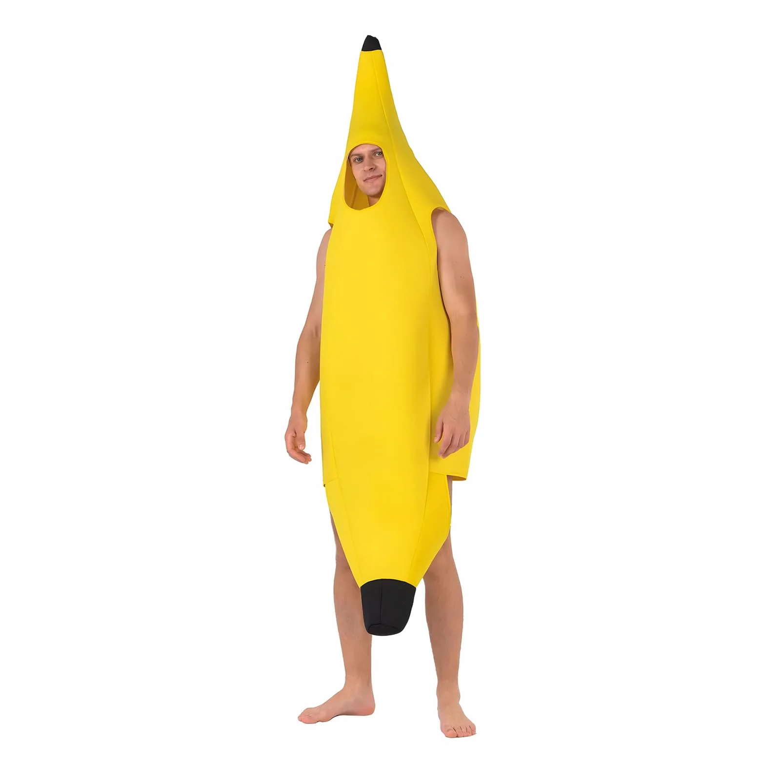 Kostium bananowy, lekki i wygodny kostium banana, zabawny kostium owocowy, rozmiar uniwersalny, łatwy do zakładania i zdejmowania, nadaje się na Halloween, karnawał, imprezę Cosplay