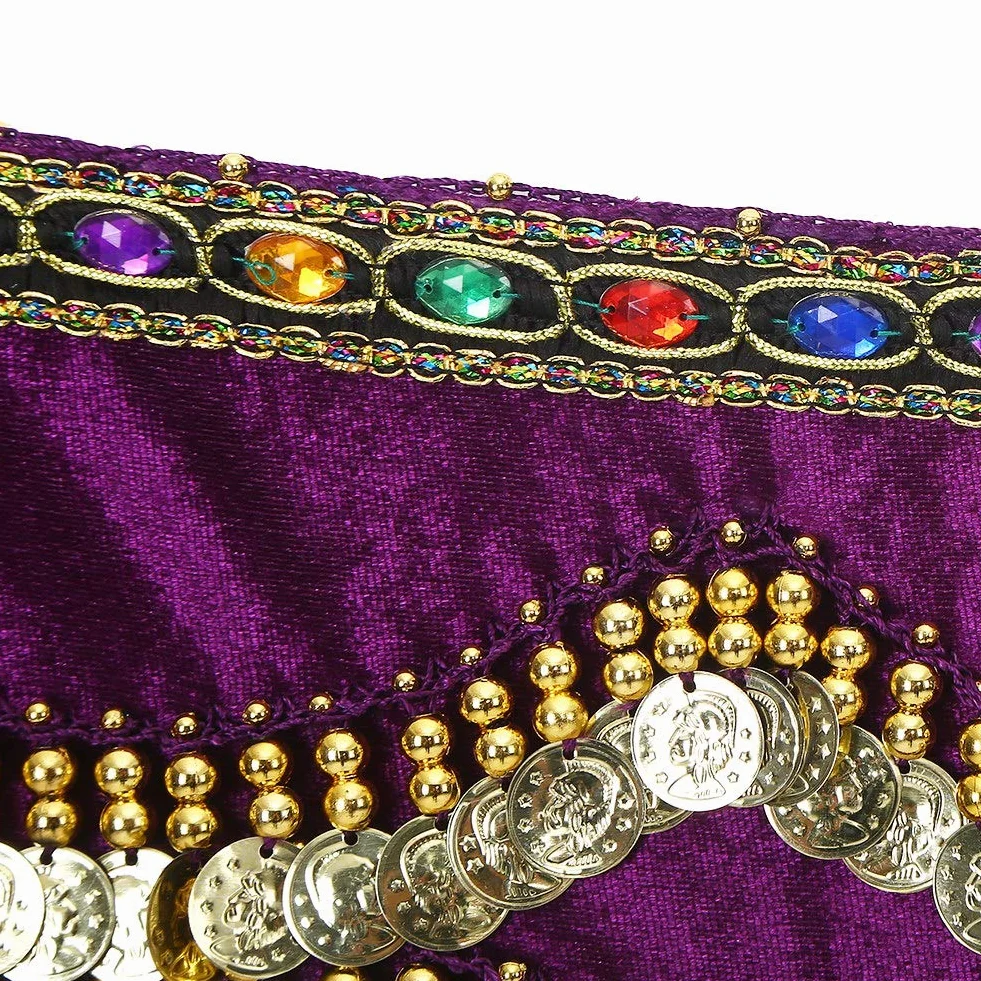 Chusta na Biodra do Tańca Brzucha, Oddychająca Chusta na talię do Tańca Brzucha Spódnica Typu Wrap Pas Biodrowy Bellydance ze sztuczną monetą