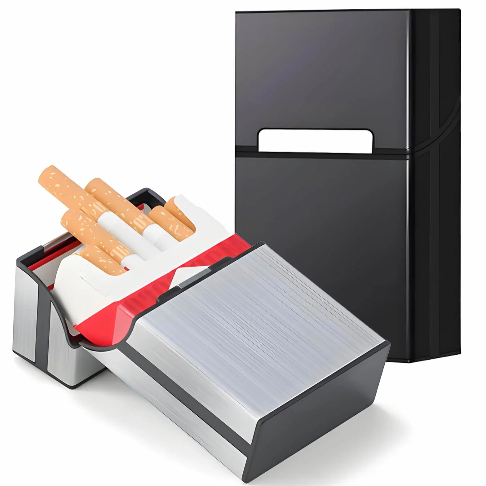 DxxD Papierośnica, metalowa skrzynka na papierosy z zamknięciem magnetycznym, 2 sztuki aluminiowych pudełek na 20 papierosów, obudowa z tworzywa sztucznego, funkcja zatrzasku, lekka skrzynka na