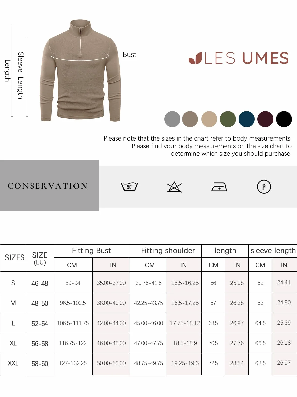Les umes Męski sweter z dzianiny z zamkiem 1/4 z długim rękawem, sweter z dzianiny, na jesień i zimę