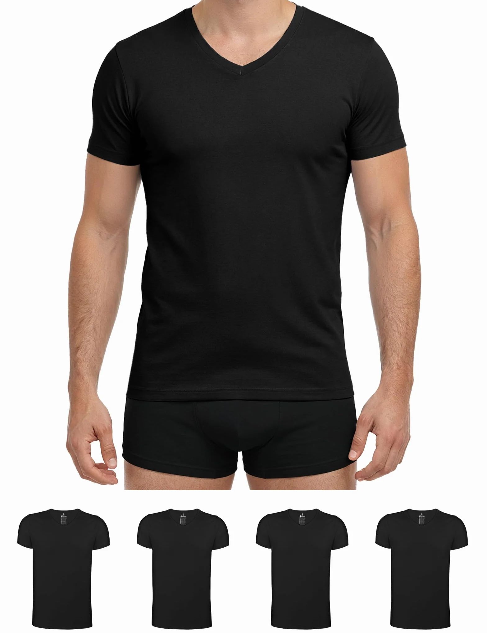 ALPIDEX 4 Sztuk Mężczyźni T-Shirt Męski Koszulka 100% Bawełna Undershirts Krótkie Rękawy Dekoltem W Serek Podkoszulek